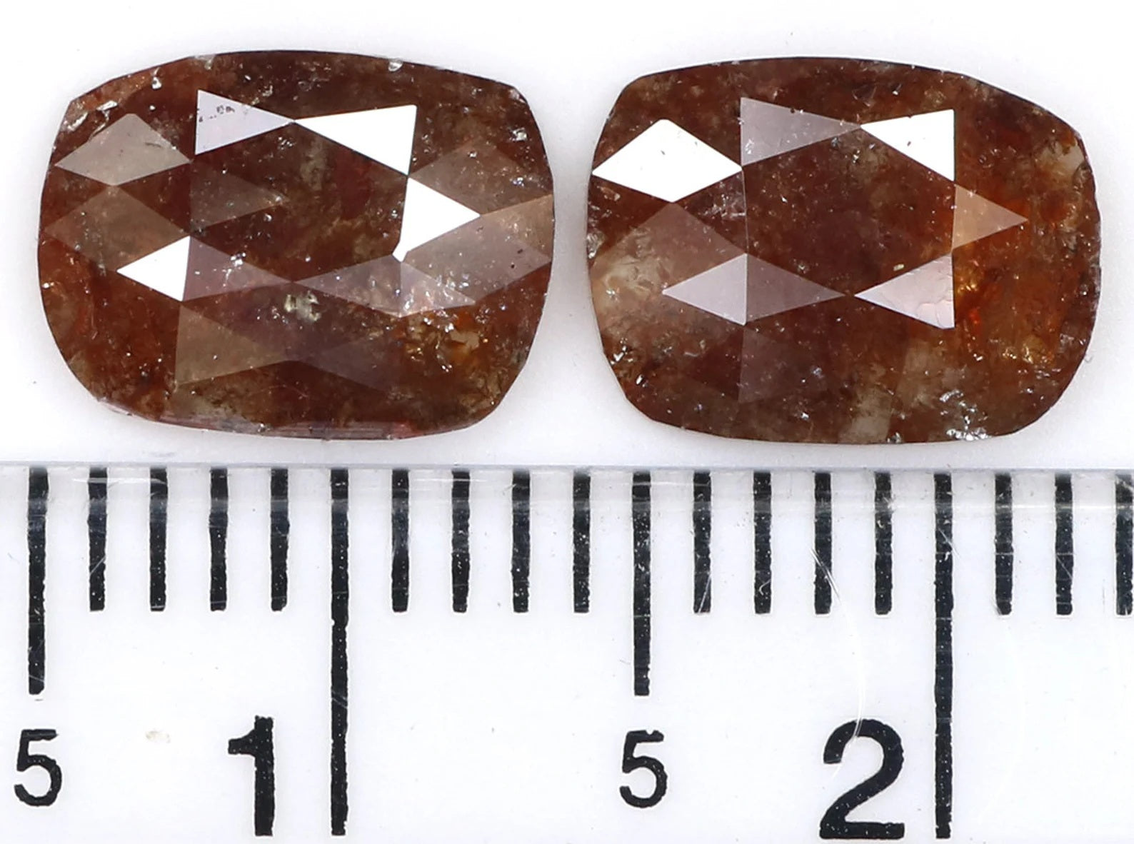2.49 CT Natural Loose Cushion Shape Pair Brown Color Cushion Cut Pair Diamond 8.60 MM Natural Loose Cushion Pair Rose Cut Diamond KDN8224