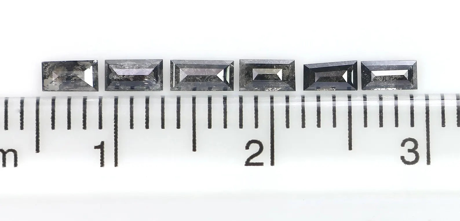 0.63 CT Natural Loose Baguette Diamond Salt And Pepper Baguette Diamond 4.10 MM Natural Black Grey Color Baguette Rose Cut Diamond NQ2413