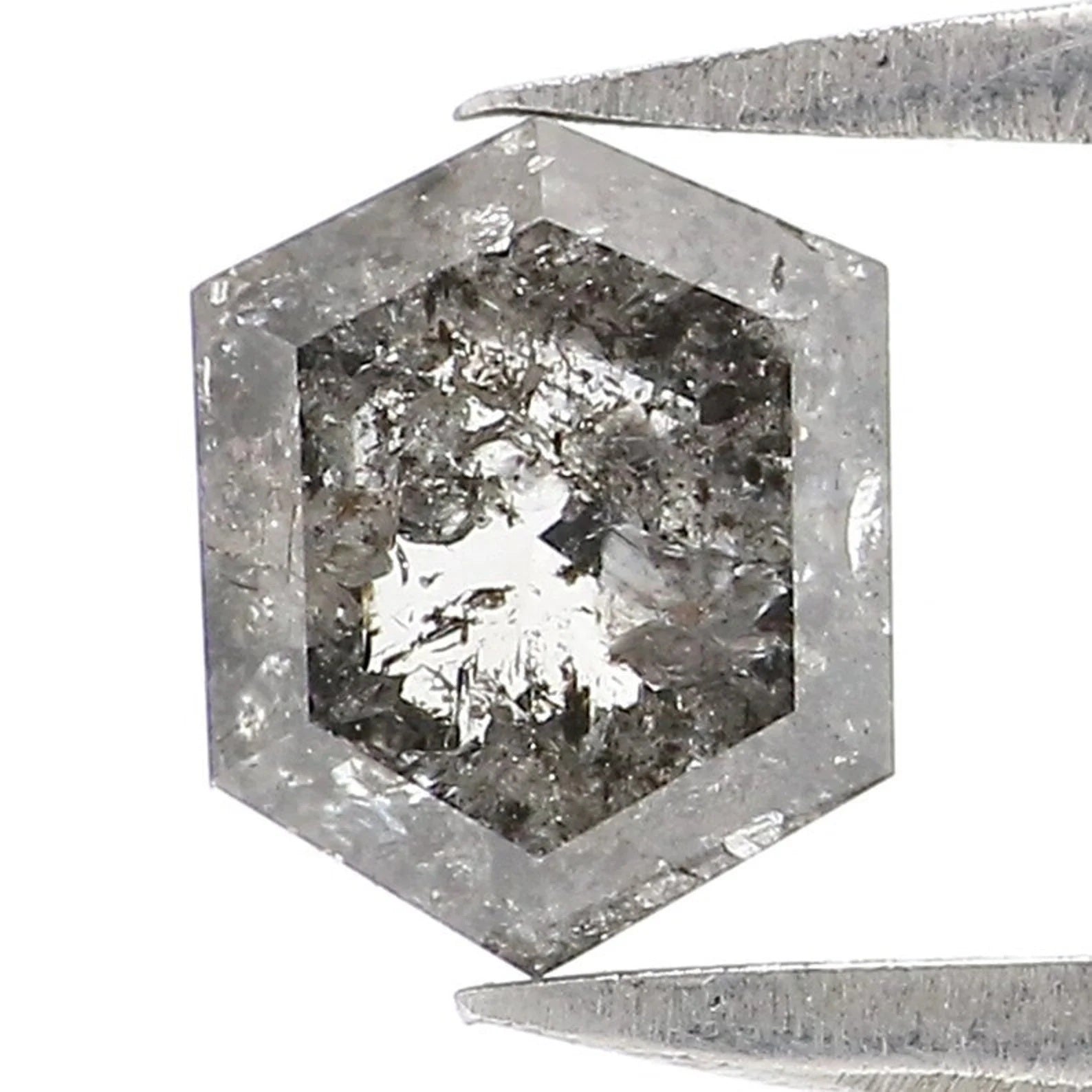 0.57 CT Natural Loose Hexagon Shape Diamond Salt And Pepper Hexagon Diamond 5.75 MM Natural Loose Diamond Hexagon Rose Cut Diamond NQ2459