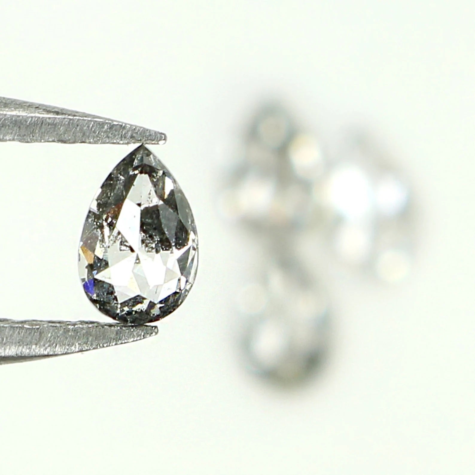 0.62 CT Natural Loose Pear Diamond Salt And Pepper Diamond 4.05 MM Natural Loose Diamond Pear Shape Diamond Black Grey Color Diamond KDN1570