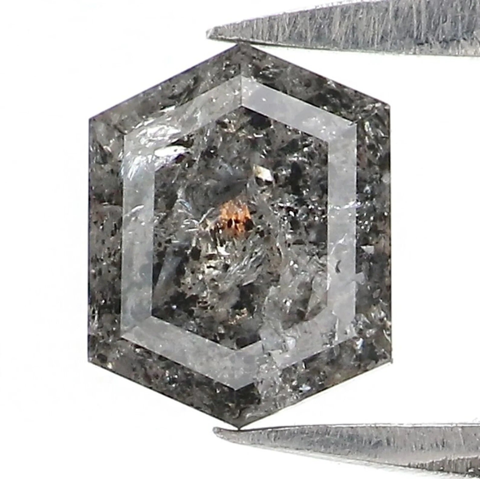 0.76 CT Natural Loose Hexagon Shape Diamond Salt And Pepper Hexagon Cut Diamond 5.95 MM Natural Loose Hexagon Shape Rose Cut Diamond QN2187