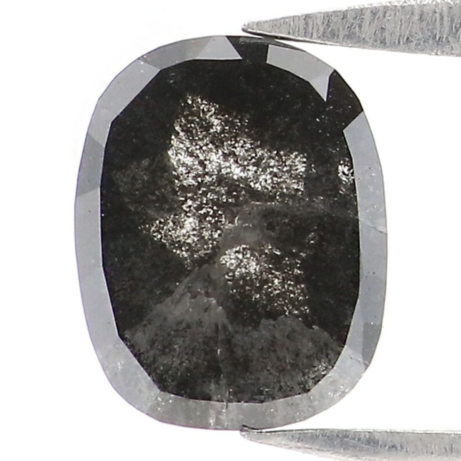 0.66 CT Natural Loose Cushion Shape Diamond Salt And Pepper Cushion Diamond 6.70 MM Natural Black Grey Color Cushion Rose Cut Diamond NQ2100