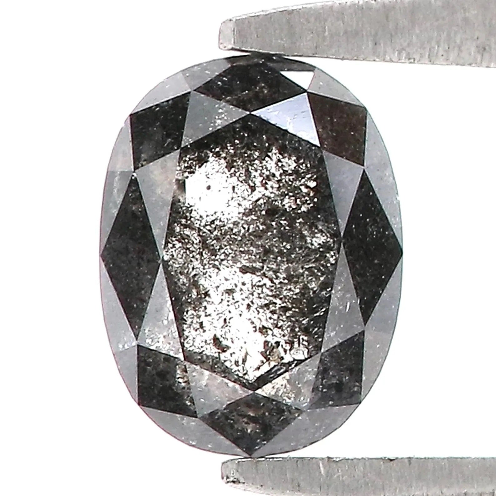 0.75 Ct Natural Loose Oval Shape Diamond Salt and Pepper Oval Cut Diamond 6.35 MM Natural Loose Black Grey Color Oval Rose Cut Diamond NQ933