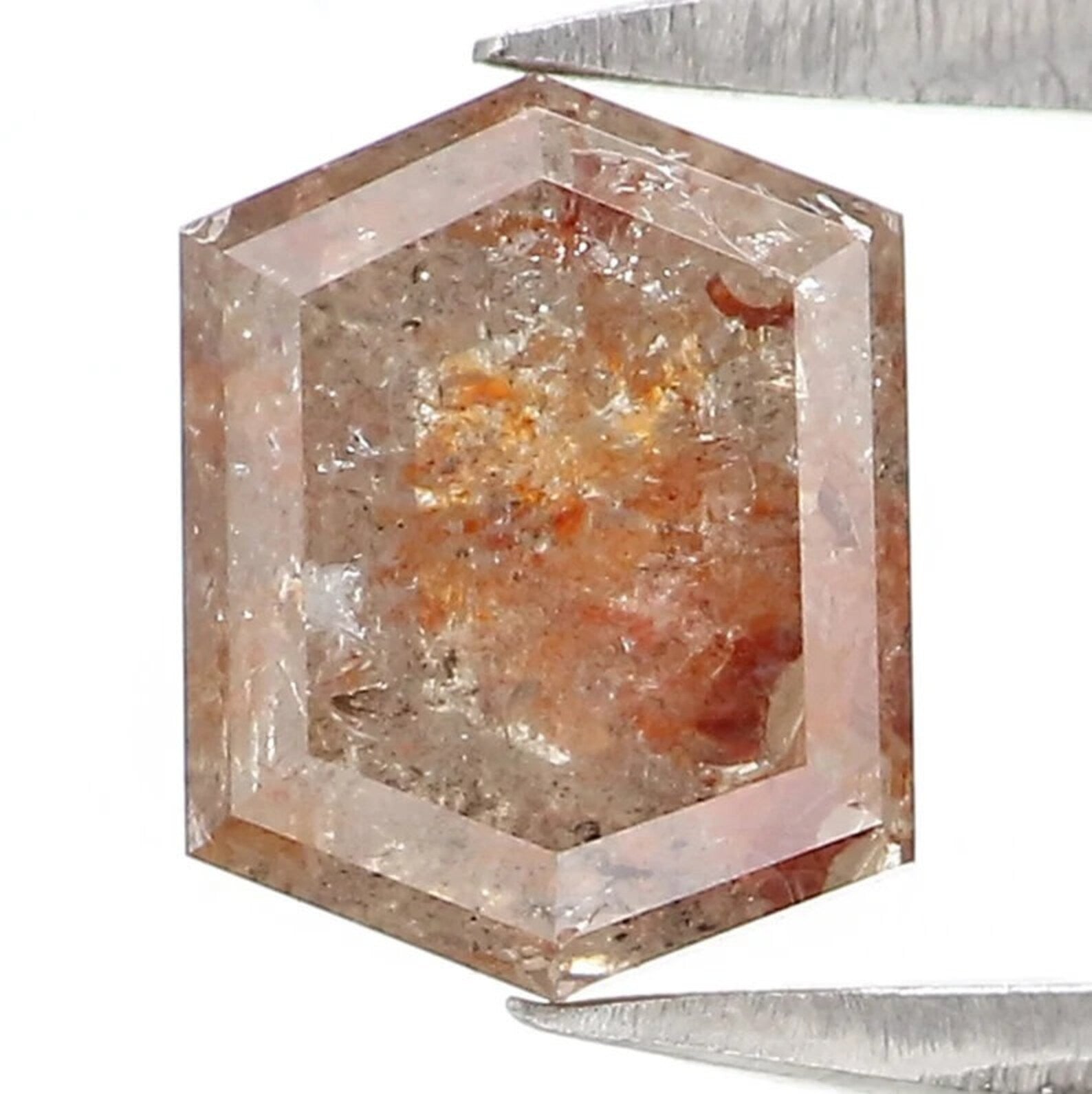 1.16 CT Natural Loose Hexagon Shape Diamond Light Brown Color Hexagon Diamond 6.55 MM Natural Brown Color Hexagon Rose Cut Diamond QN2181
