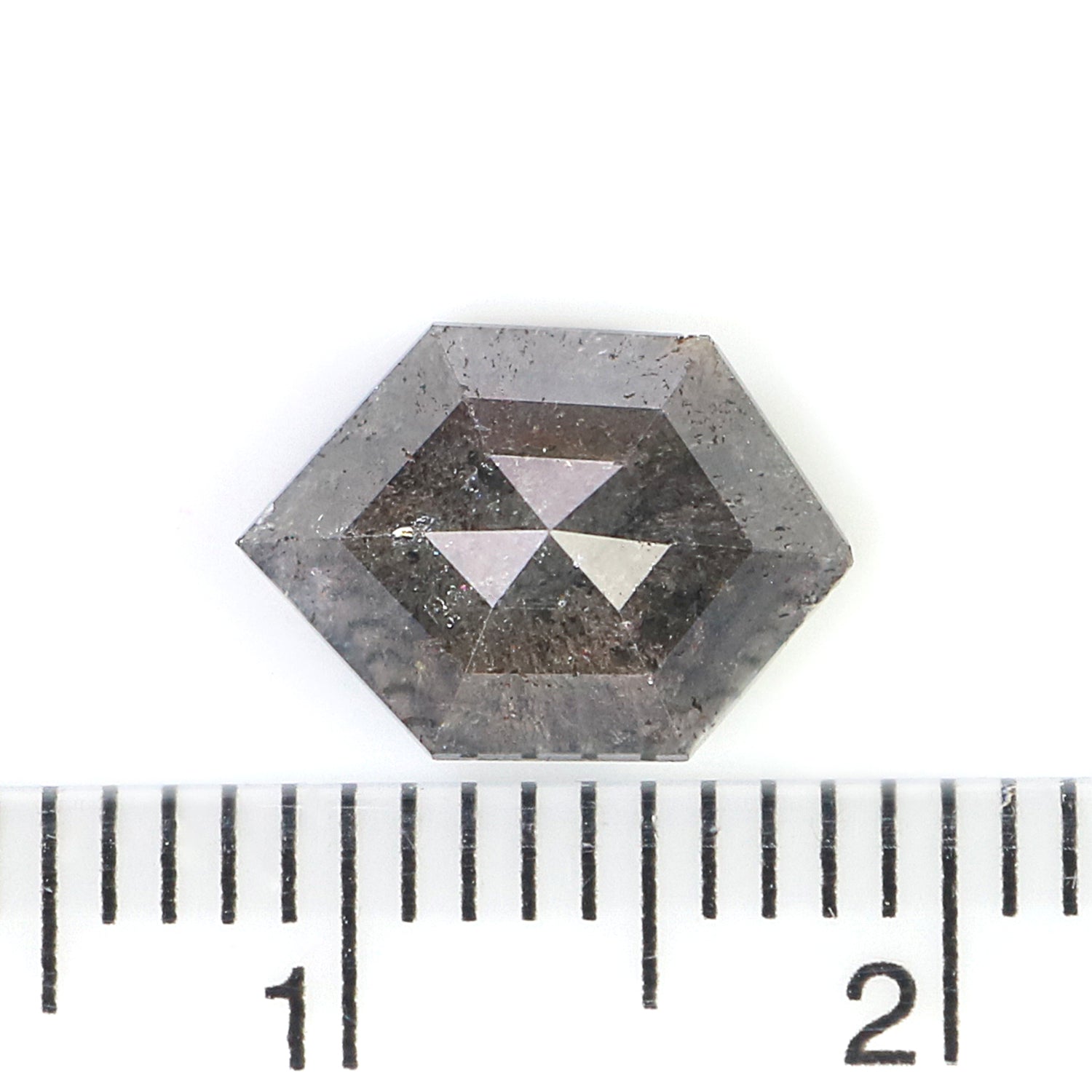 Natural Hexagon Black Grey Diamond 2.37 CT Loose Rose Cut Stone 10.28 MM Rustic Diamond Hexagon Diamond For Custom Engagement Ring L3644