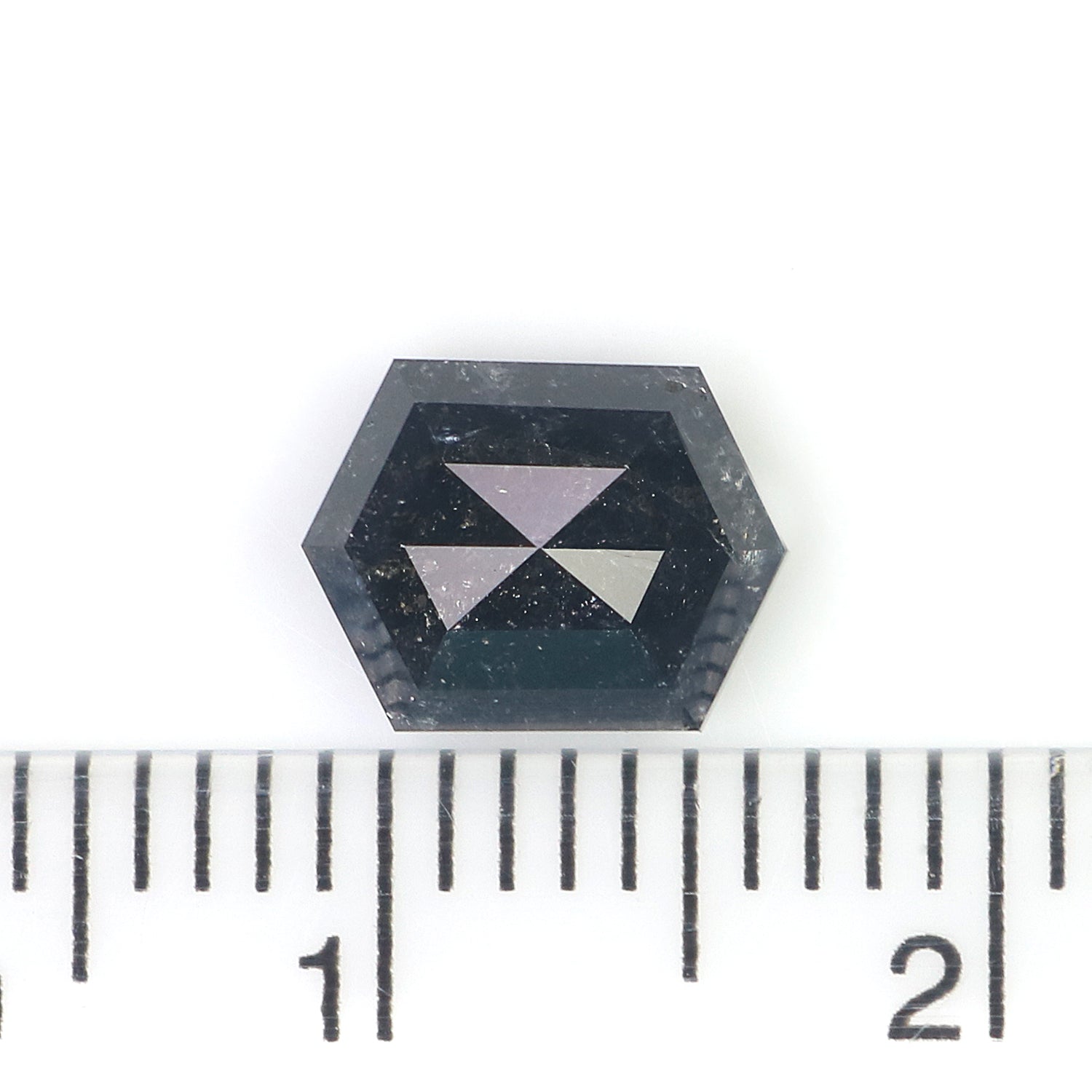 1.55 CT Natural Loose Hexagon Shape Diamond Salt And Pepper Hexagon Diamond 8.00 MM Black Grey Color Hexagon Shape Rose Cut Diamond QL734