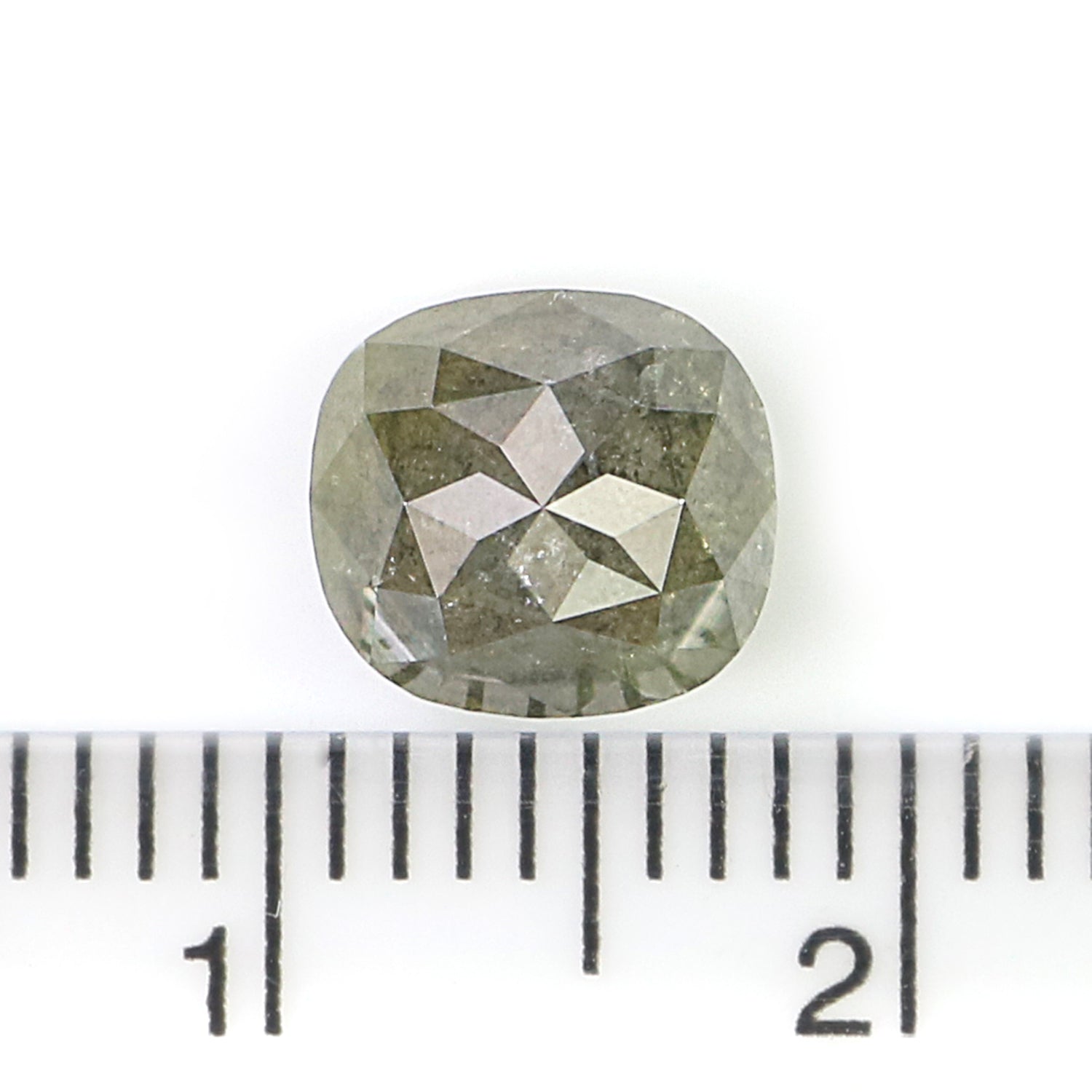 Natural Cushion Grey Diamond 1.65 CT Loose Rose Cut Grey Stone 7.35 MM Rustic Diamond Cushion Diamond For Custom Engagement Ring L3631