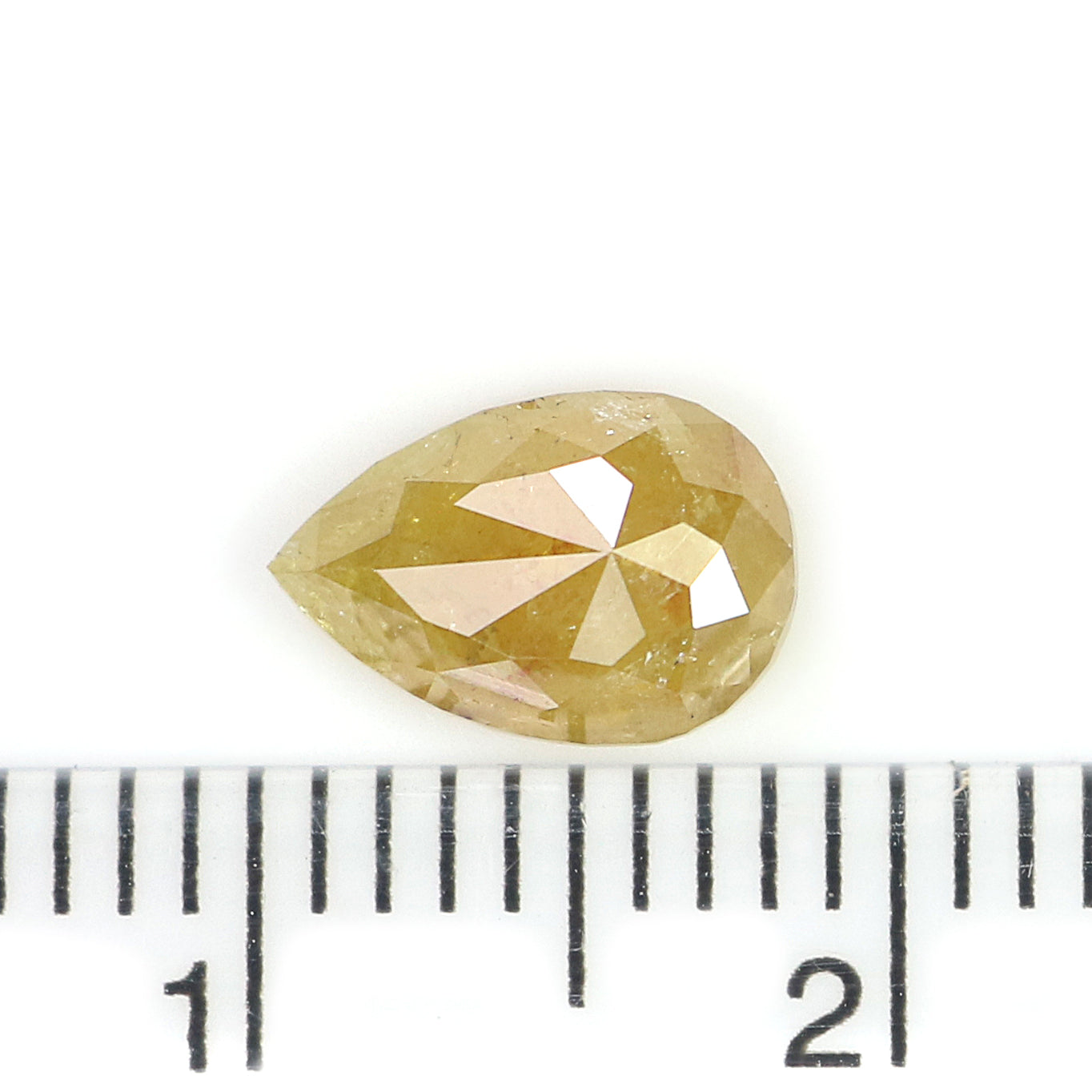 Natural Pear Yellow Diamond 1.21 CT Loose Rose Cut Yellow Stone 8.25 MM Rustic Diamond Pear Diamond For Custom Engagement Ring L3643