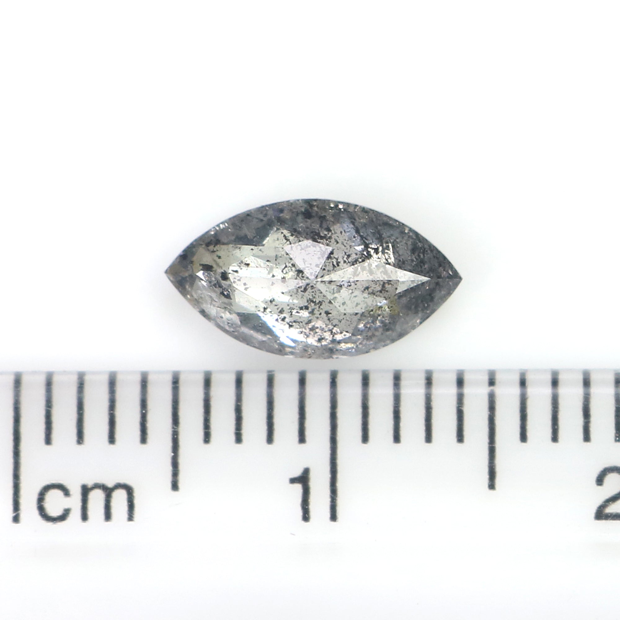 Natural Marquise Salt And Pepper Diamond 1.01 CT Loose Rose Cut Black Grey Stone 9.43 MM Rustic Diamond For Custom Engagement Ring L3686