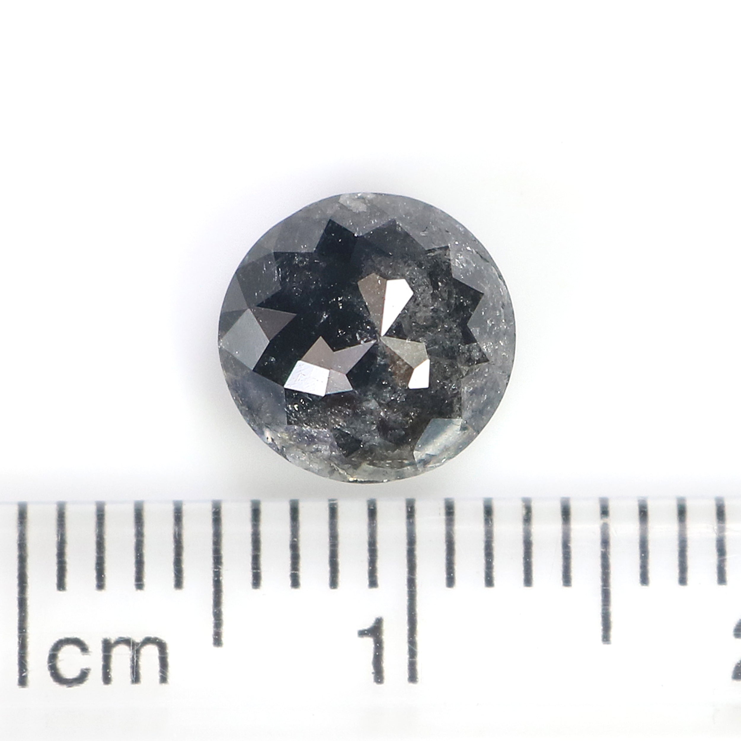 Natural Round Salt and Pepper Diamond 2.07 CT Loose Rose Cut Black Grey Stone 7.60 MM Rustic Diamond For Custom Engagement Ring L3684