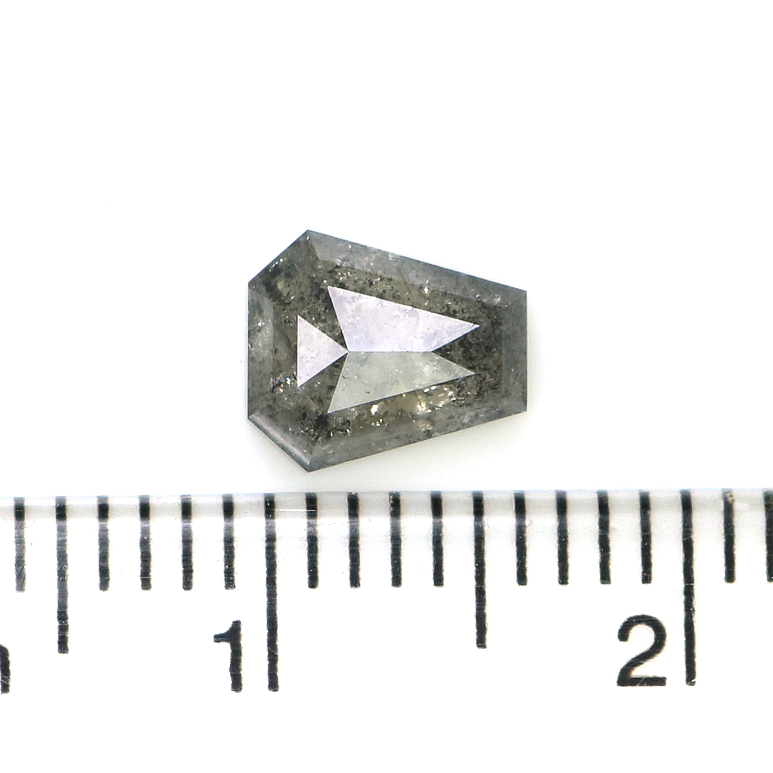 Natural Coffin Salt and Pepper Diamond 0.97 CT Loose Rose Cut Black Grey Color Stone 6.70 MM Rustic Diamond For Custom Engagement Ring L3677