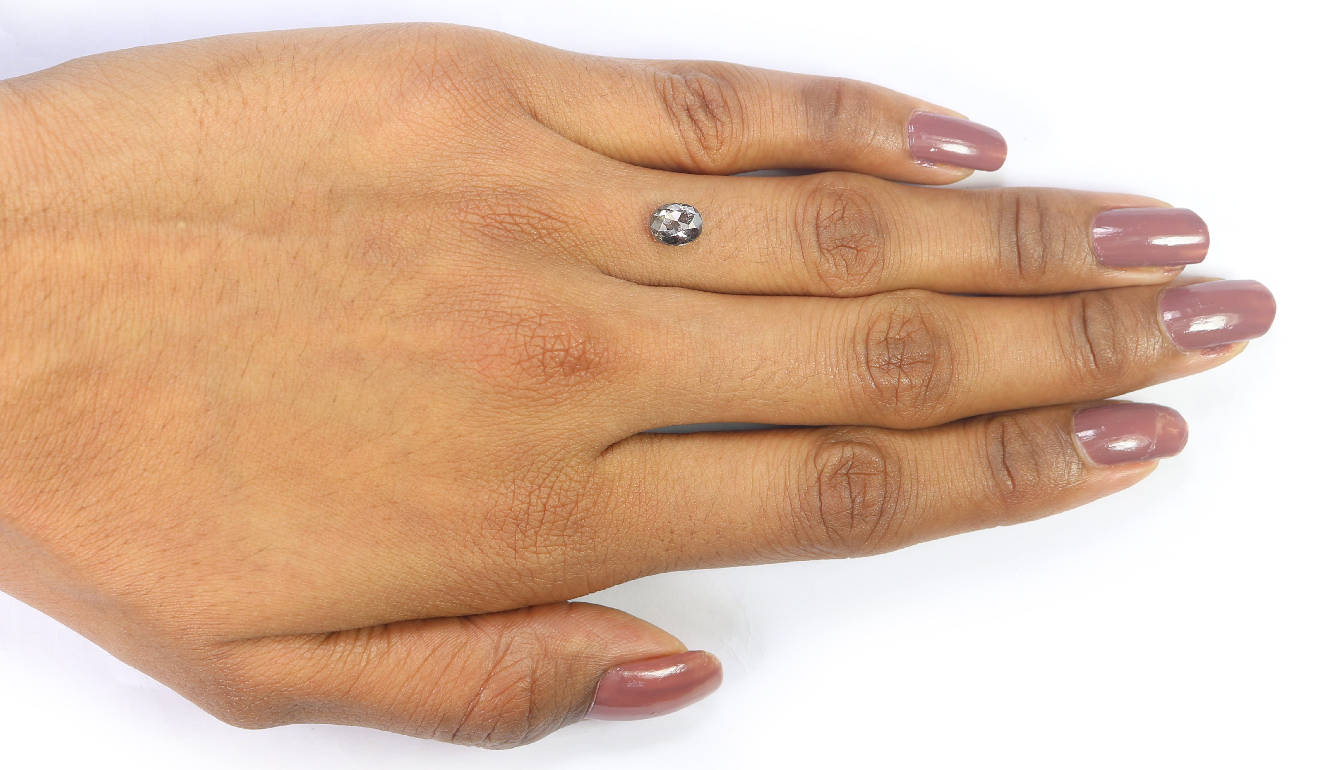 1.00 CT Natural Loose Oval Shape Diamond Salt And Pepper Oval Diamond 6.55 MM Natural Loose Black Grey Color Oval Rose Cut Diamond QL761