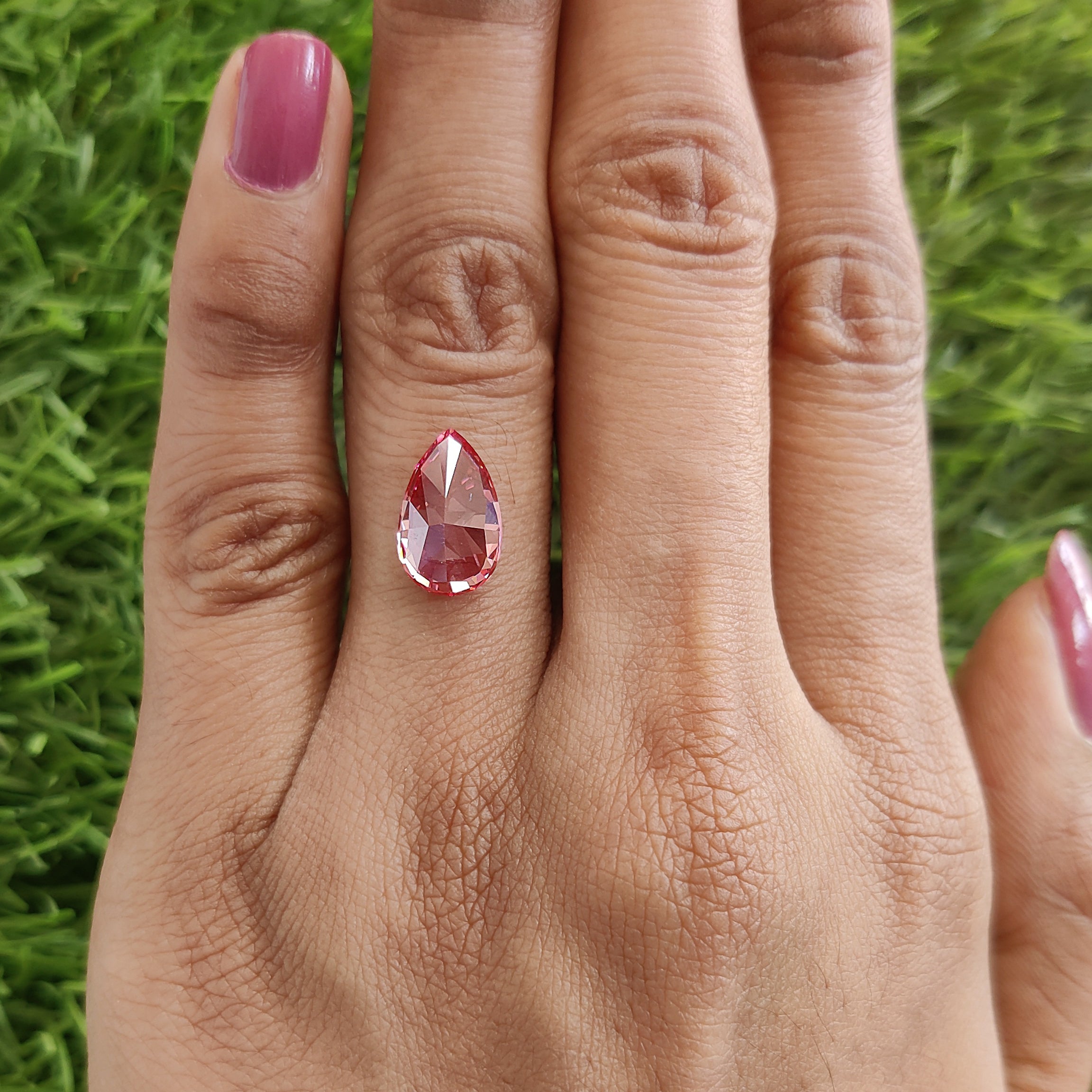 3.07 CT IGI Certified Pear Modified Brilliant Cut Diamond Fancy Vivid Pink Color VVS2 Clarity Lab Grown Diamond Lab Created Diamond L3689