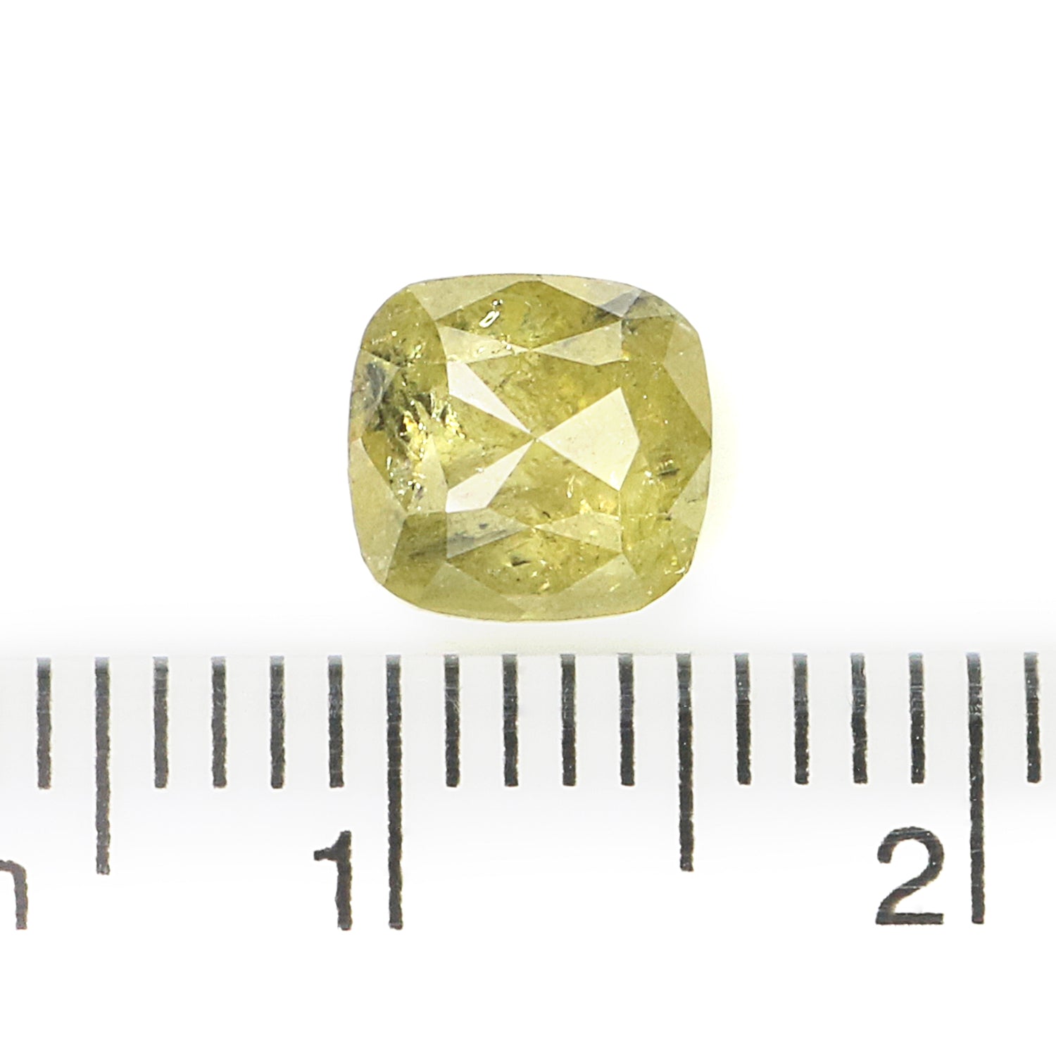 Natural Cushion Yellow Diamond 1.23 CT Loose Rose Cut Green Stone 6.25 MM Rustic Diamond Cushion Diamond For Custom Engagement Ring L3634