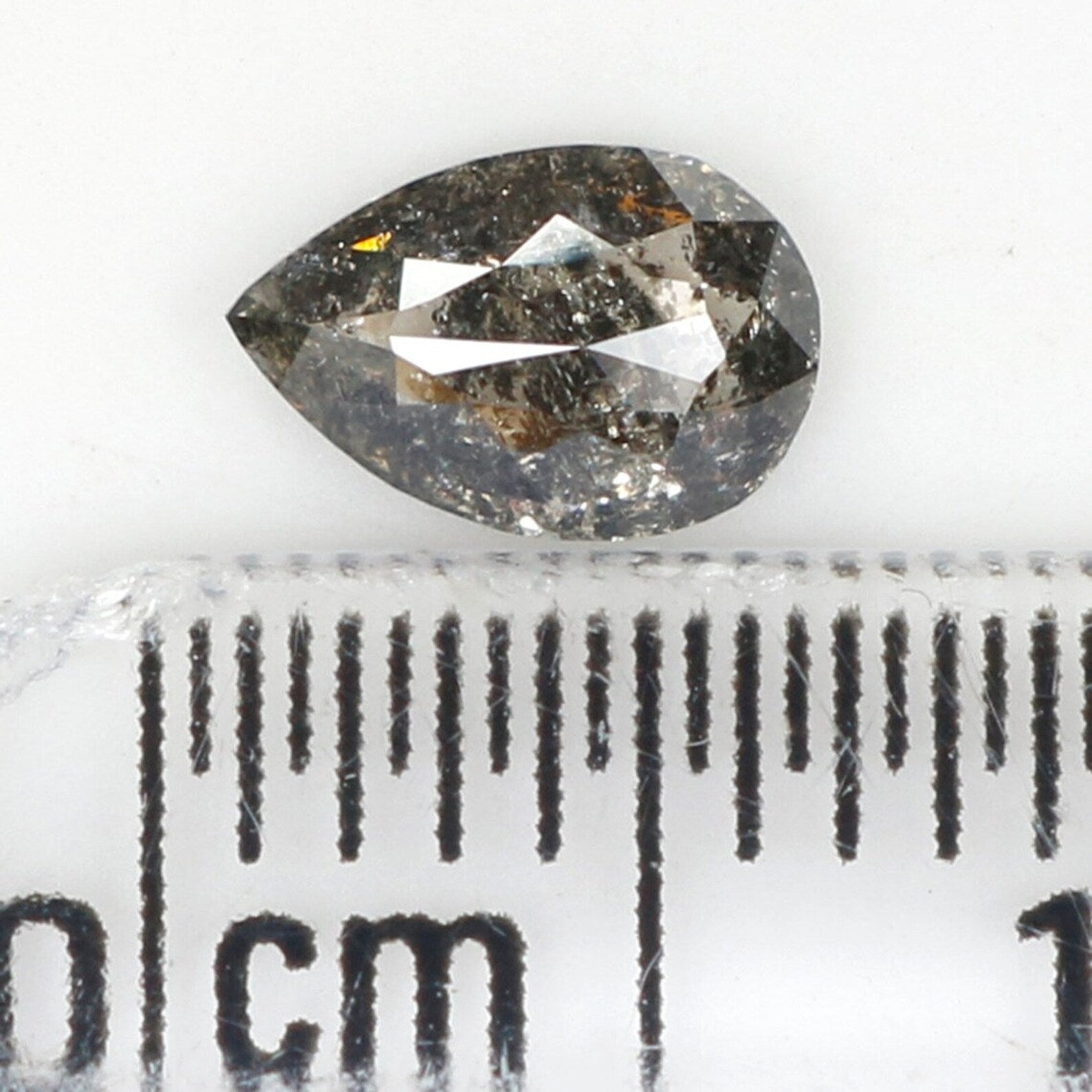 0.41 CT Natural Loose Pear Shape Diamond Salt And Pepper Diamond 6.05 MM Natural Loose Diamond Black Grey Color Pear Rose Cut Diamond NQ1007