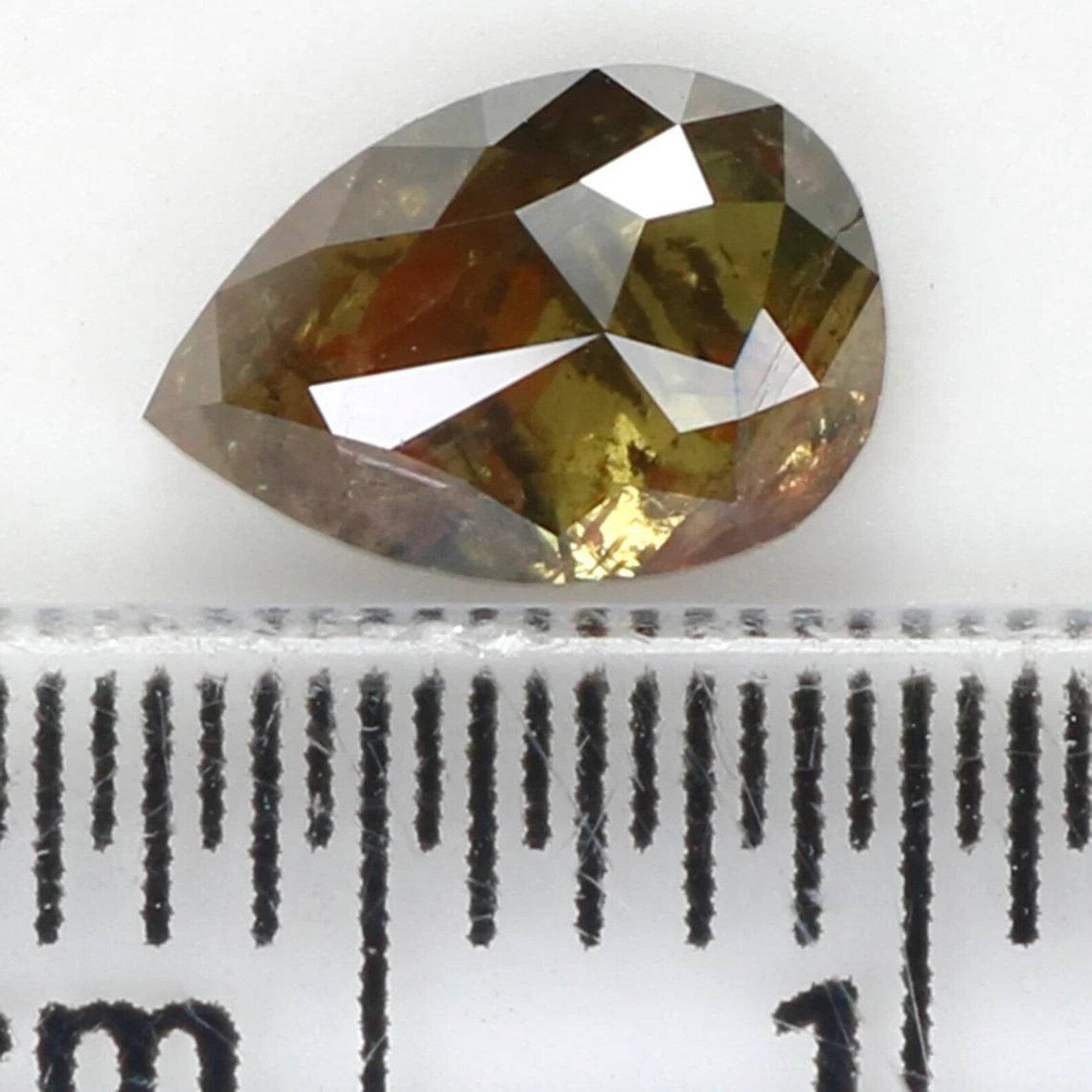 0.76 CT Natural Loose Pear Shape Diamond Yellow Color Pear Diamond 7.05 MM Natural Loose Diamond Brown Color Pear Rose Cut Diamond NQ998