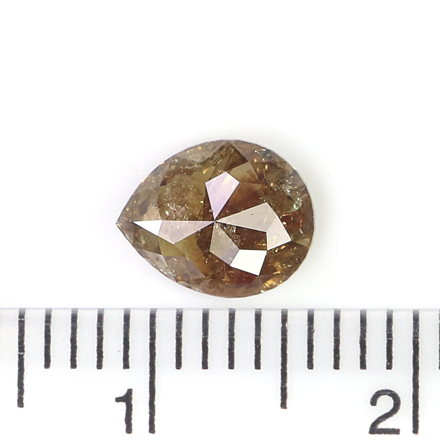 Natural Pear Brown Diamond 1.22 CT Loose Rose Cut Brown Stone 7.60 MM Rustic Diamond Pear Diamond For Custom Engagement Ring L3661