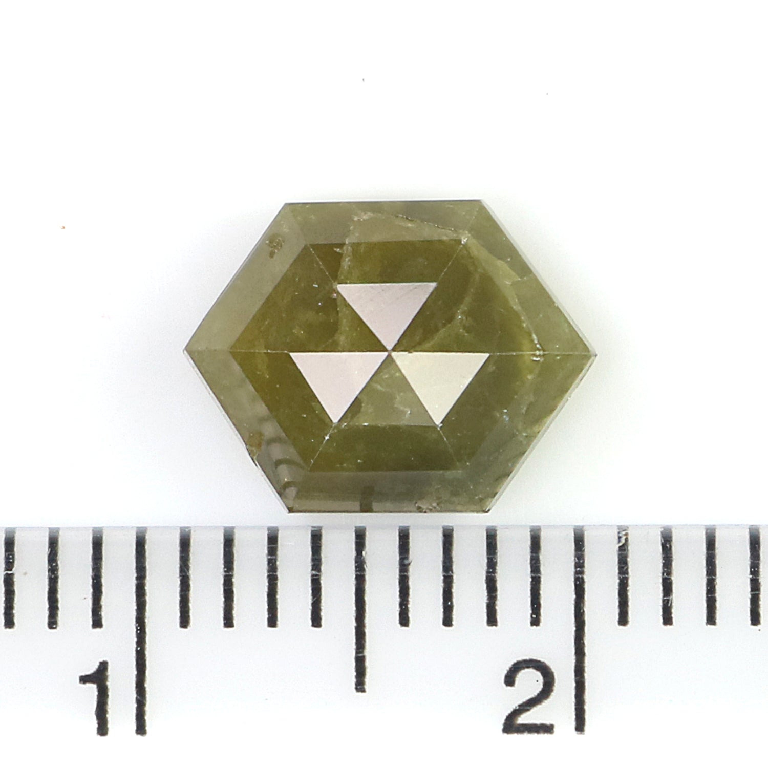 Natural Hexagon Cut Green Color Diamond 2.07 CT Loose Hexagon Rose Cut Green Stone 9.40 MM Rustic Diamond For Custom Engagement Ring L3646
