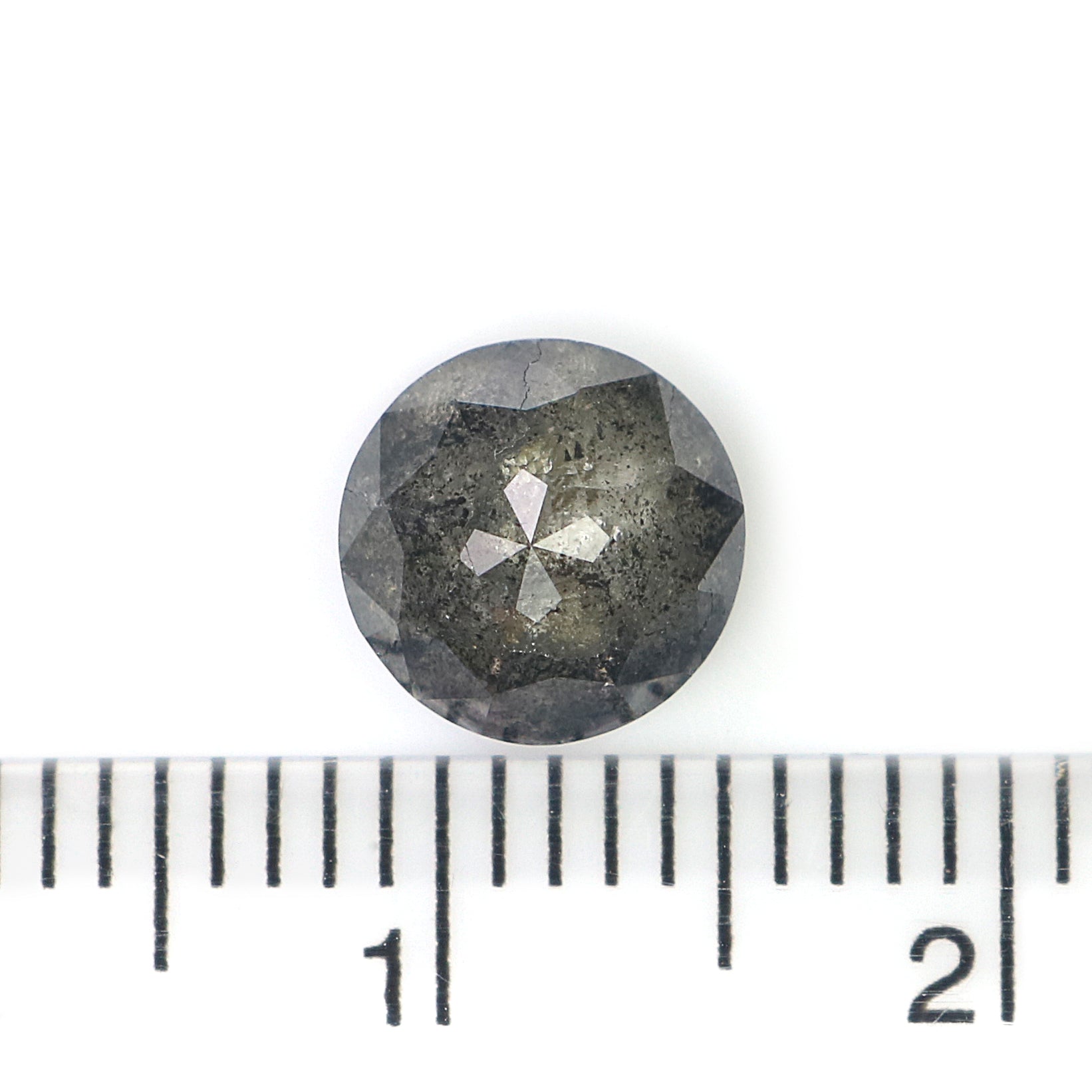 1.71 Ct Natural Loose Round Rose Cut Diamond Black Color Rose Cut Diamond 7.20 MM Natural Loose Salt And Pepper Rose Cut Diamond QL1198