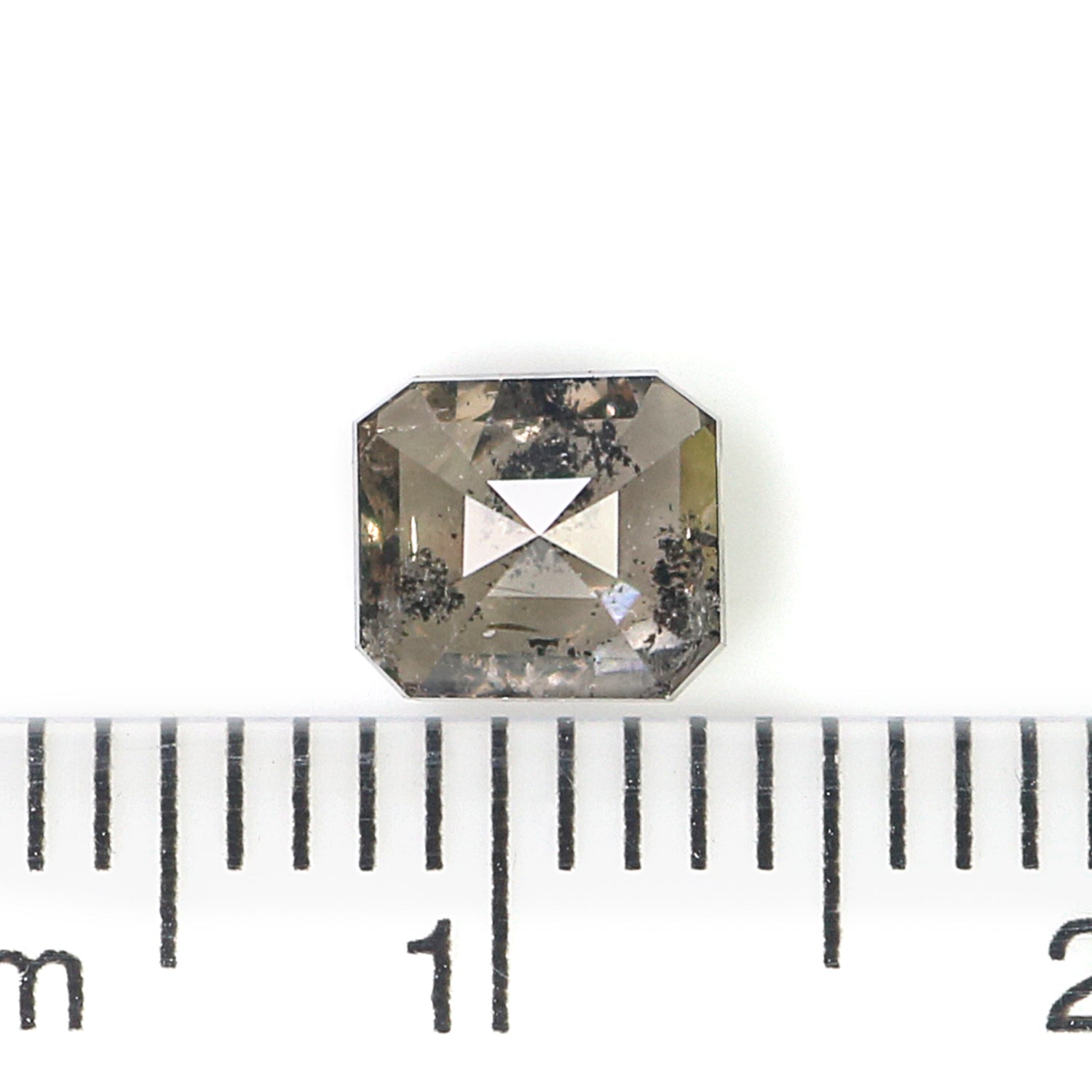 0.87 CT Natural Loose Emerald Shape Diamond Salt And Pepper Emerald Diamond 5.60 MM Black Grey Color Emerald Shape Rose Cut Diamond QL9510