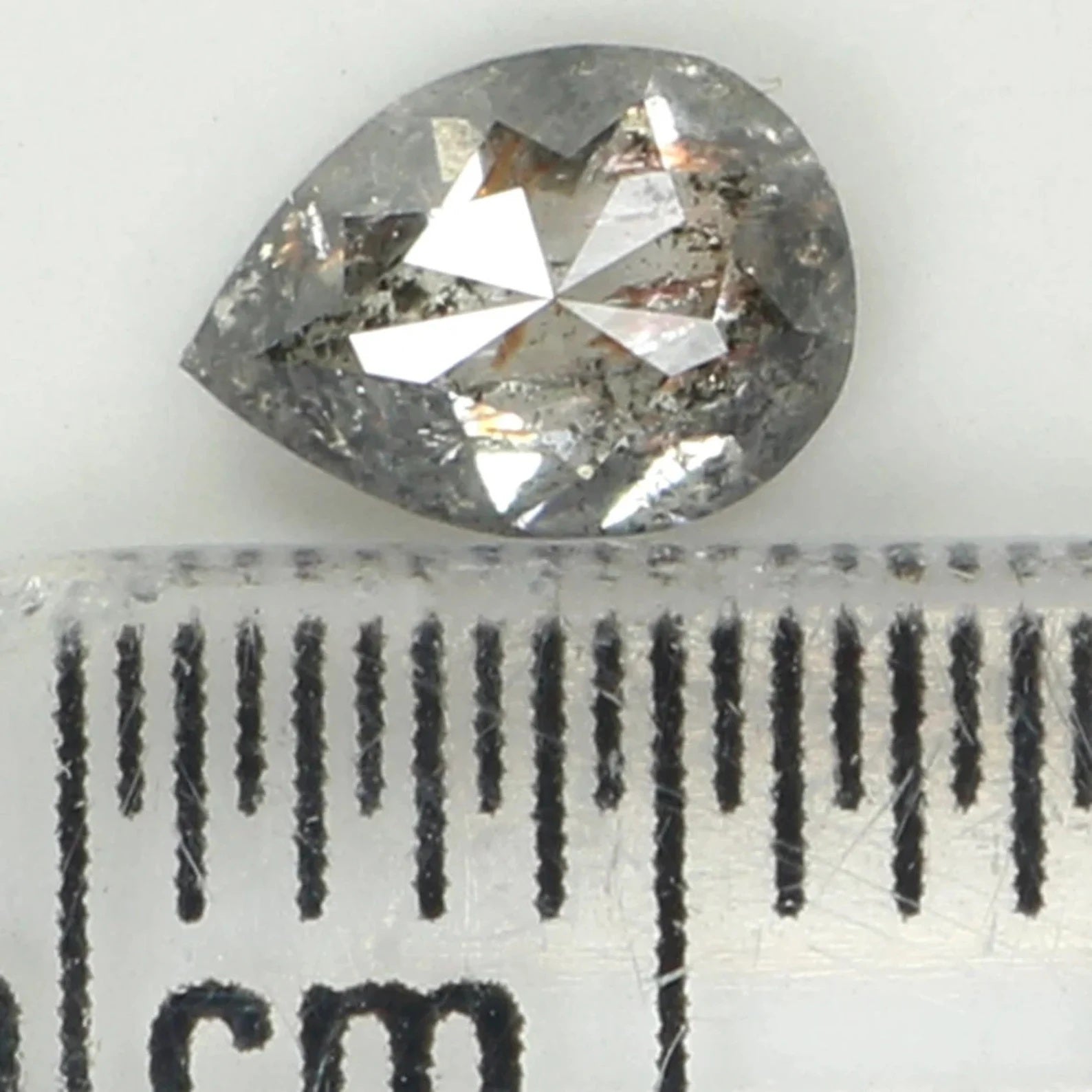 0.45 Ct Natural Loose Pear Shape Diamond Salt Pepper Pear Cut Diamond 5.75 MM Natural Loose Black Grey Color Pear Rose Cut Diamond NQ940