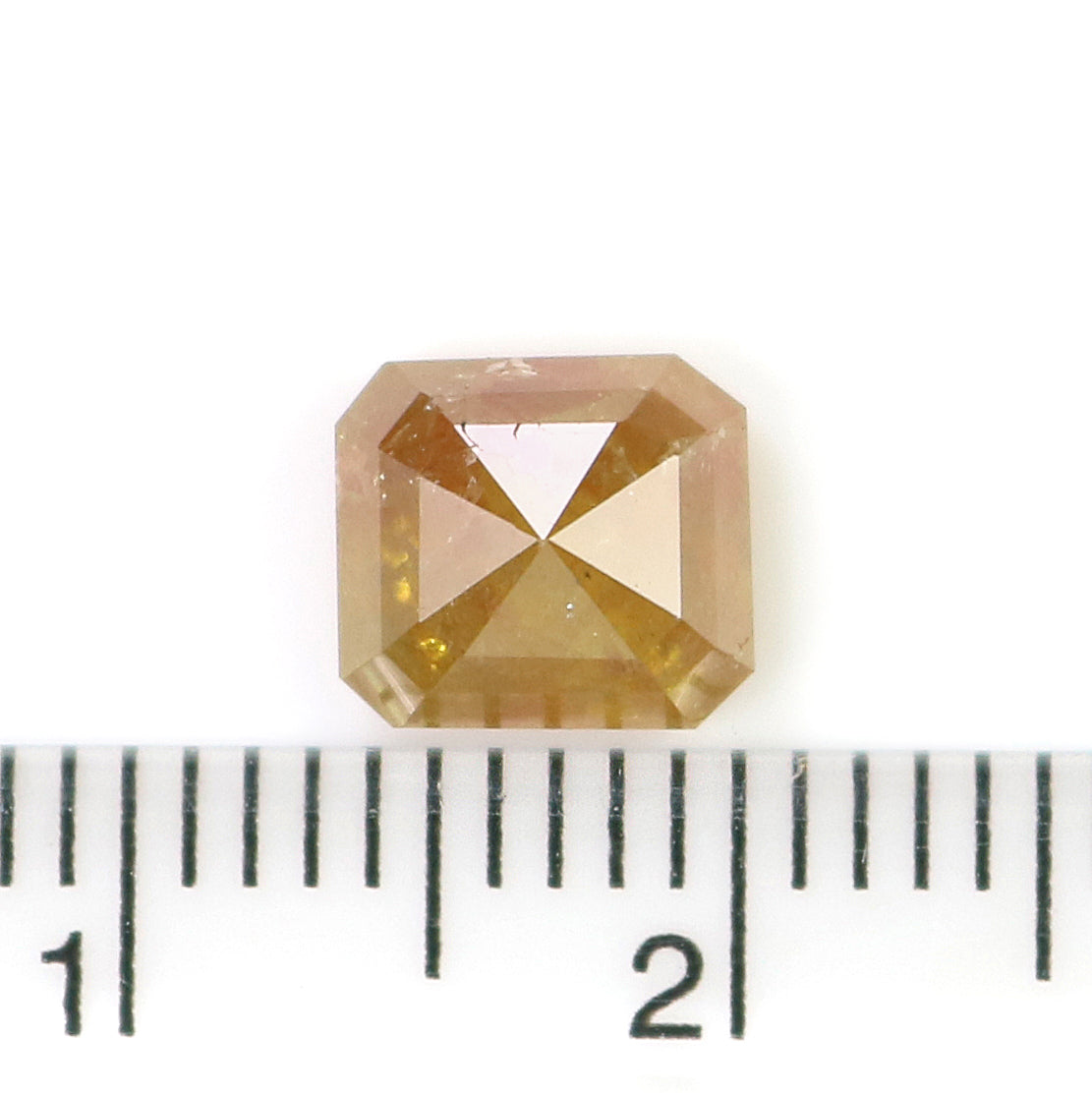 Natural Asscher Yellow Diamond 1.58 CT Loose Rose Cut Brown Stone 6.80 MM Rustic Diamond Asscher Diamond For Custom Engagement Ring L3633