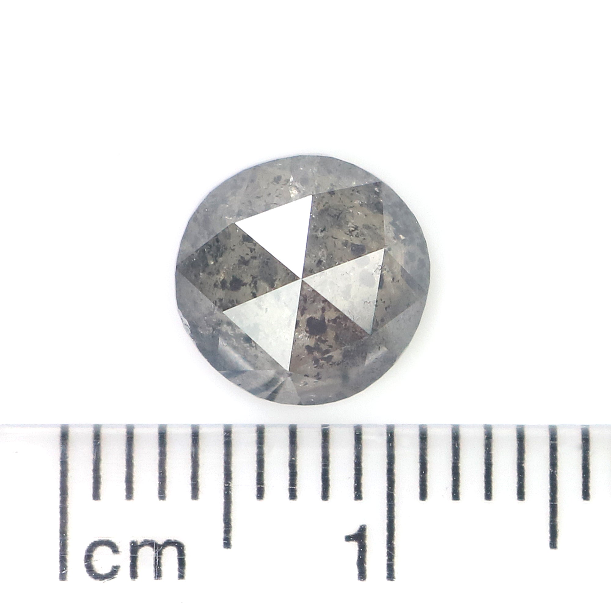 Natural Round Salt and Pepper Diamond 1.83 CT Loose Round Rose Cut Black Grey Stone 7.80 MM Rustic Diamond For Custom Engagement Ring L3682