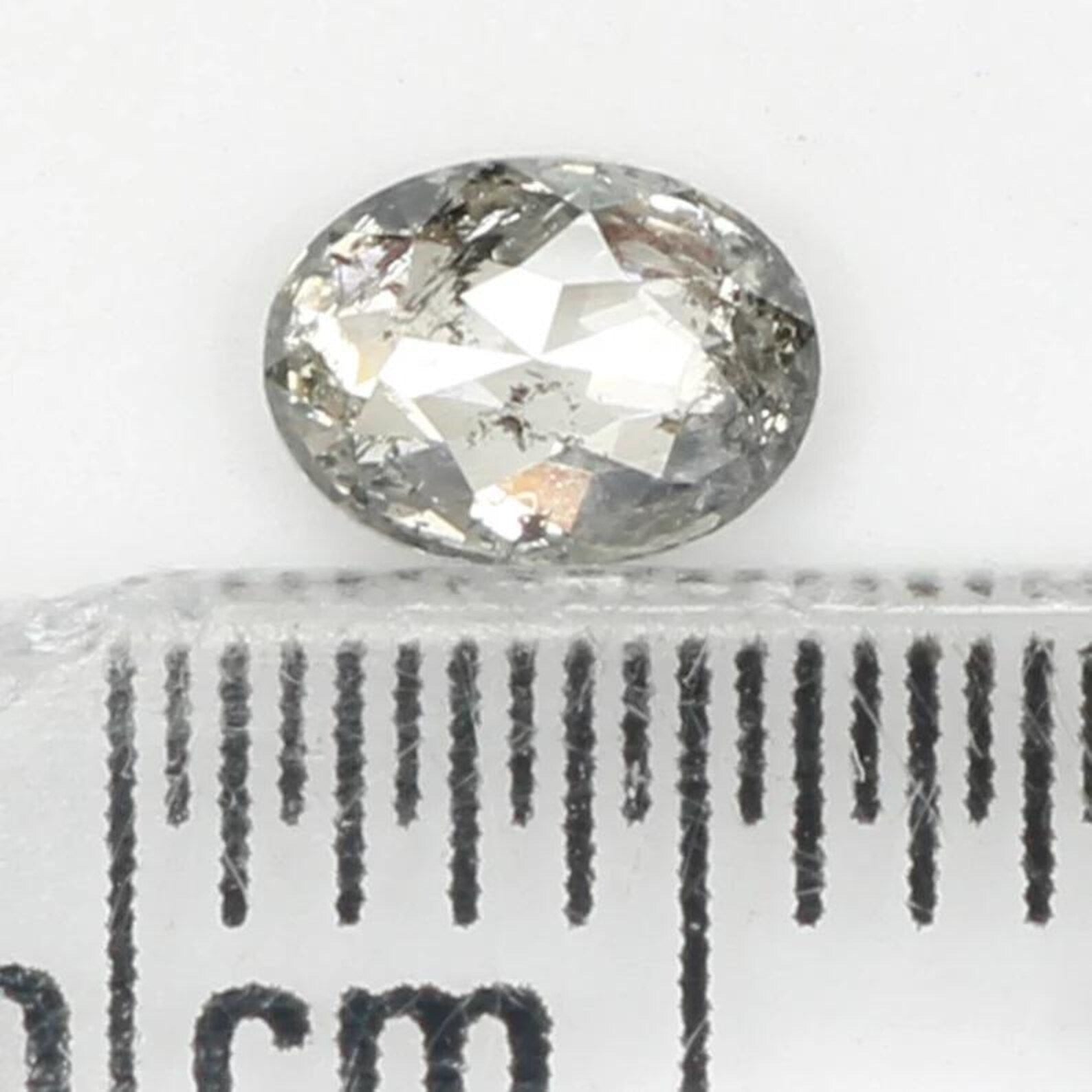 0.32 Ct Natural Loose Oval Shape Diamond Salt And Pepper Oval Cut Diamond 4.90 MM Natural Black Grey Color Oval Rose Cut Diamond NQ1013