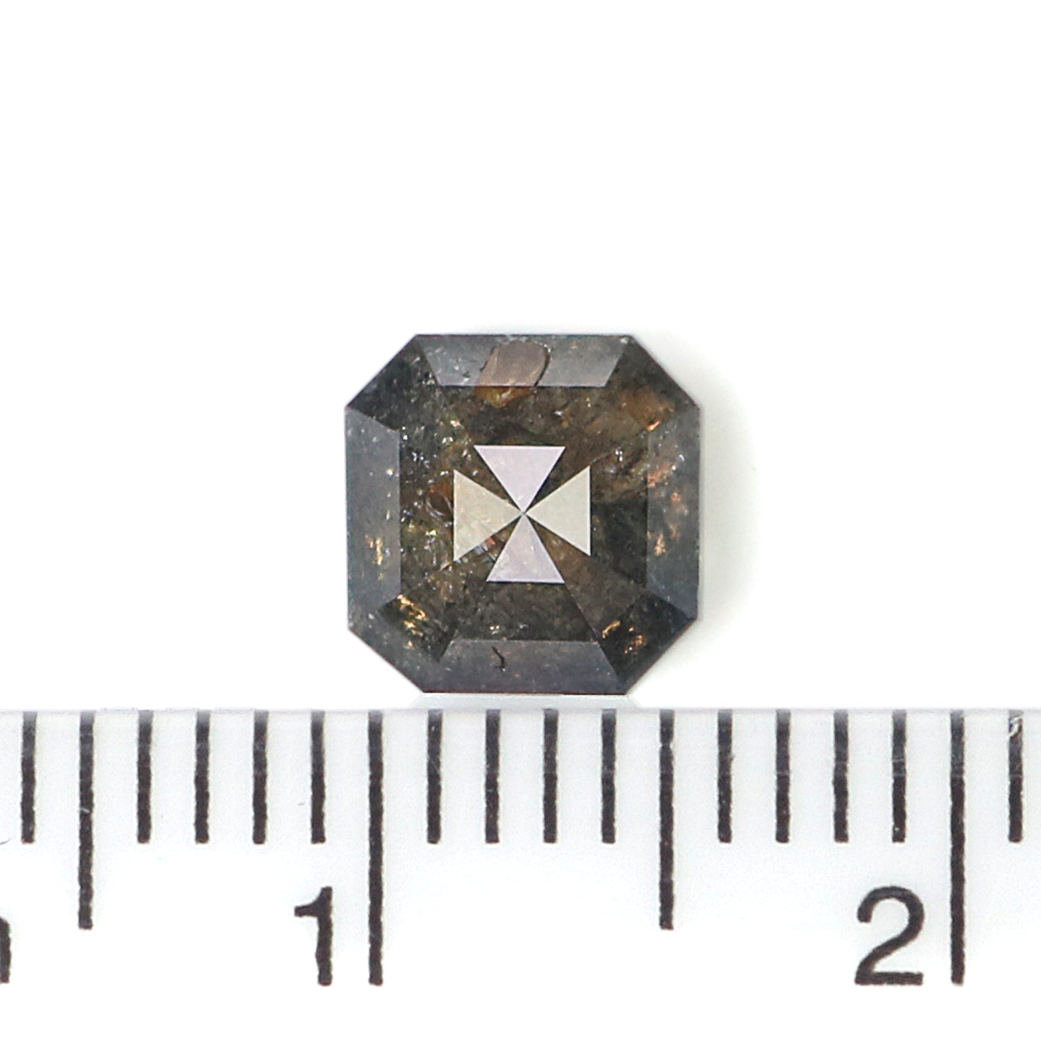 Natural Emerald Salt and Pepper Diamond 1.52 CT Loose Rose Cut Black Grey Stone 6.25 MM Rustic Diamond For Custom Engagement Ring L3654