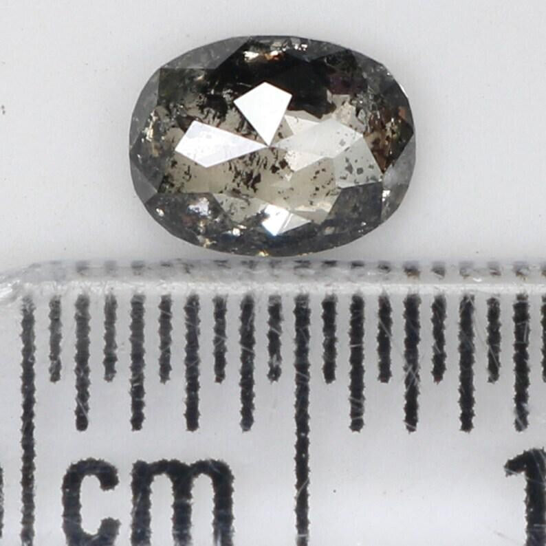 0.38 Ct Natural Loose Oval Shape Diamond Salt And Pepper Oval Diamond 5.25 MM Natural Loose Black Grey Color Oval Rose Cut Diamond NQ1021