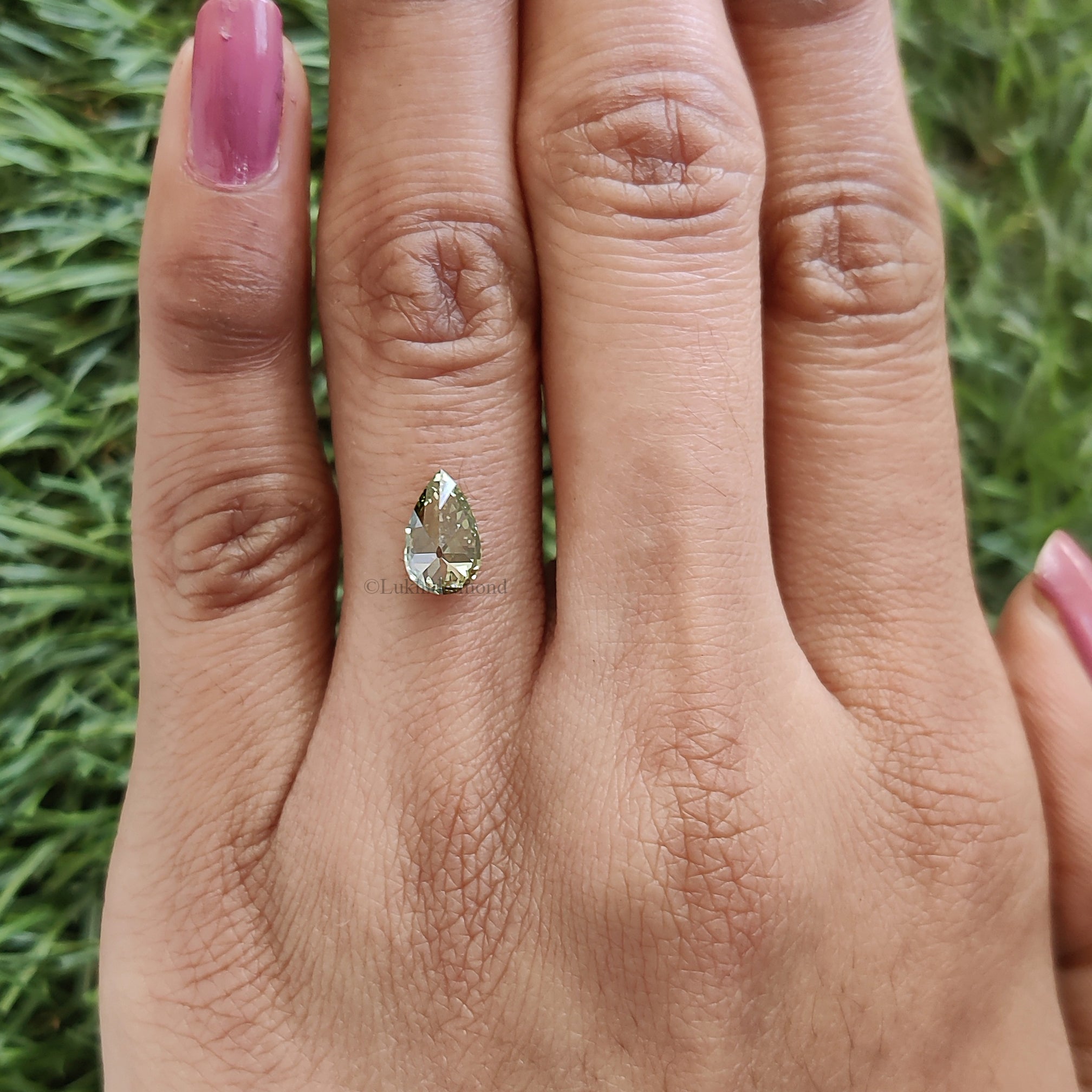 1.02 CT IGI Certified Pear Old European Cut Diamond Fancy Vivid Green Color VS1 Clarity Lab Grown Diamond Lab Created Lab Diamond L3577