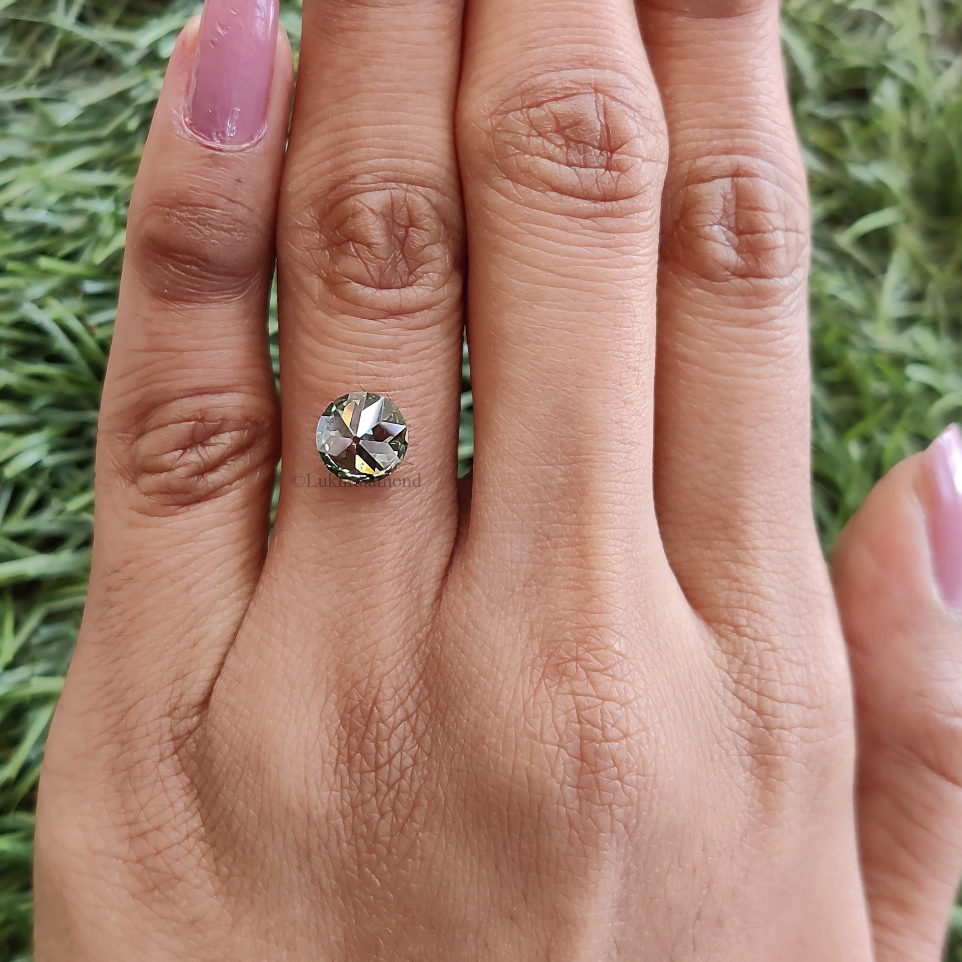 1.71 CT IGI Certified Round Old European Cut Diamond Fancy Vivid Green Color VS1 Clarity Lab Grown Diamond Lab Created Lab Diamond L3581