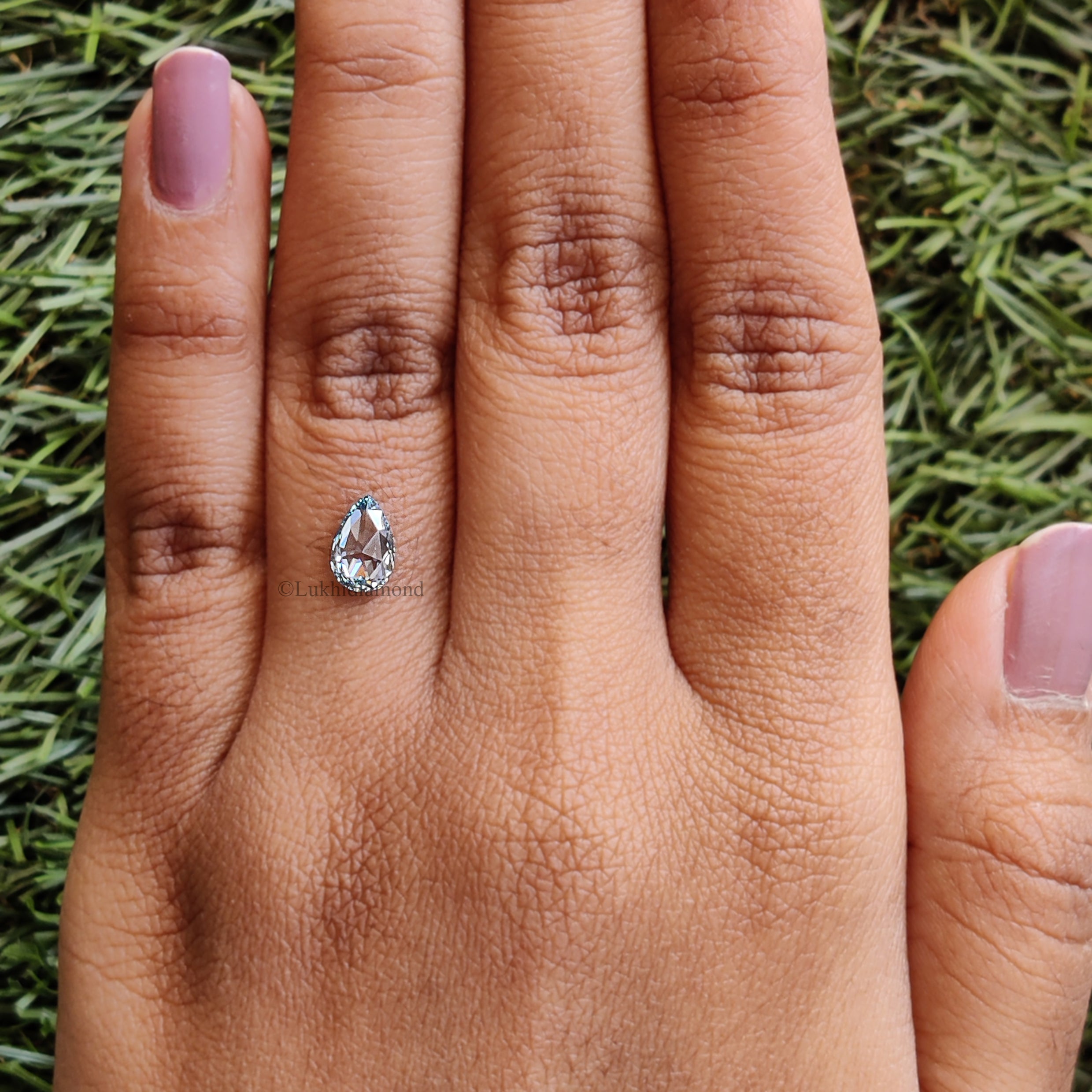 0.70 CT IGI Certified Pear Rose Cut Diamond Fancy Vivid Blue Color VS1 Clarity Diamond Lab Grown Diamond Lab Created Pear Diamond L3309