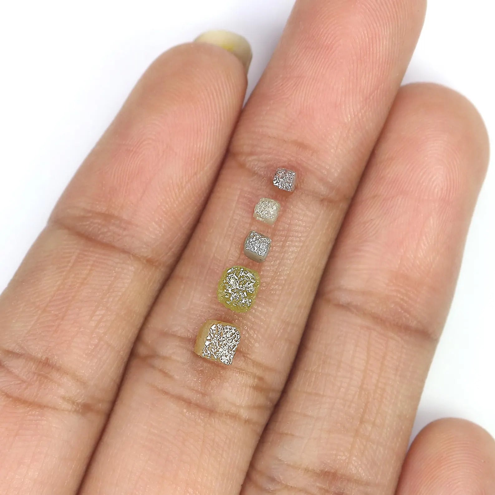 Natural Loose Rough Cube Shape Diamond Mix Color Diamond 2.00 to 4.00 MM 10 PCS Scoop Undrilled Uncut Rough Cube Irregular Cut Diamond Q126