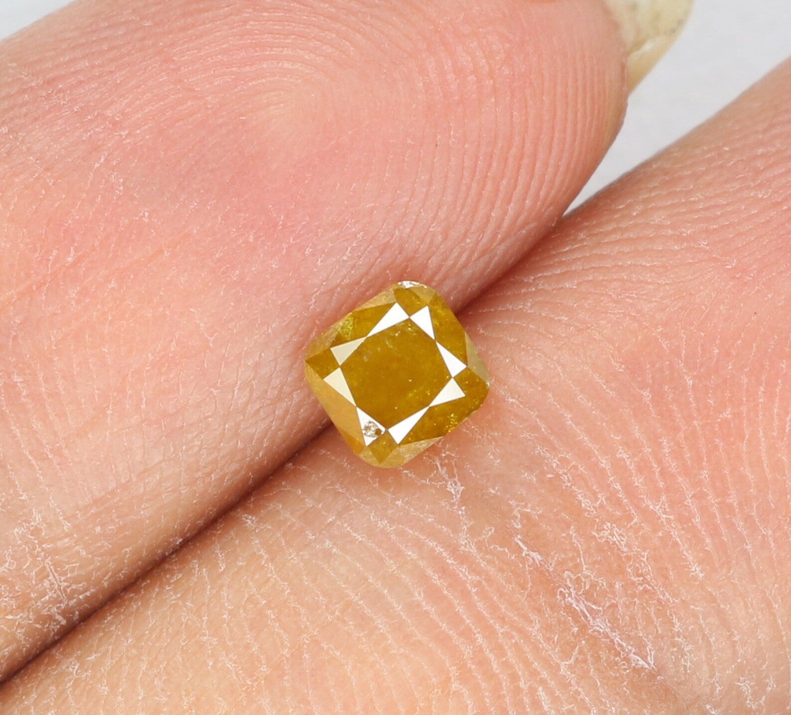 0.58 Ct Natural Loose Cushion Shape Diamond Yellow Green Color Cushion Cut Diamond 4.40 MM Natural Loose Cushion Brilliant Cut Diamond N7072