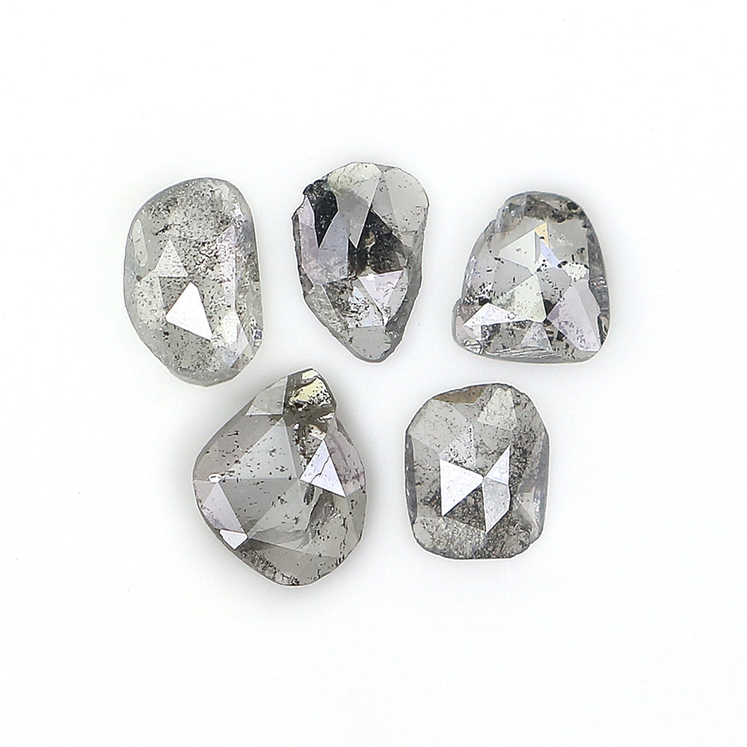 1.06 Ct Natural Loose Slice Shape Diamond Salt And Pepper Slice Cut Diamond 4.40 MM Natural Black Grey Diamond Irregular Cut Diamond LQ1514