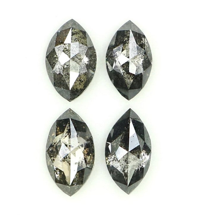 Natural Loose Marquise Salt And Pepper Diamond Black Grey Color 0.90 CT 5.25 MM Marquise Shape Rose Cut Diamond KDL1315
