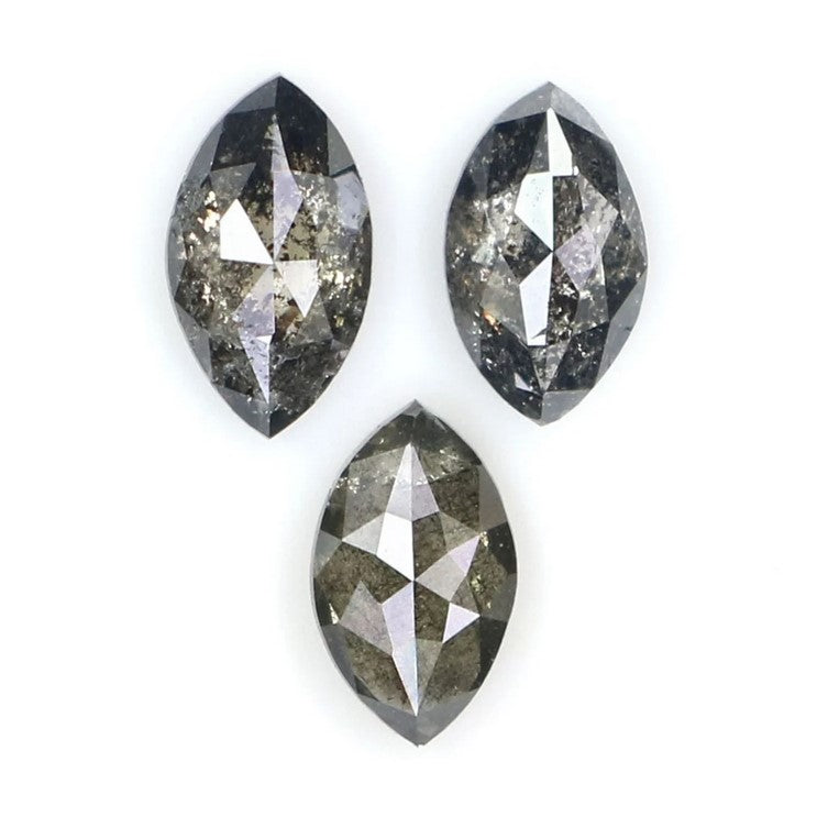 Natural Loose Marquise Salt And Pepper Diamond Black Grey Color 0.61 CT 5.10 MM Marquise Shape Rose Cut Diamond KDL2459