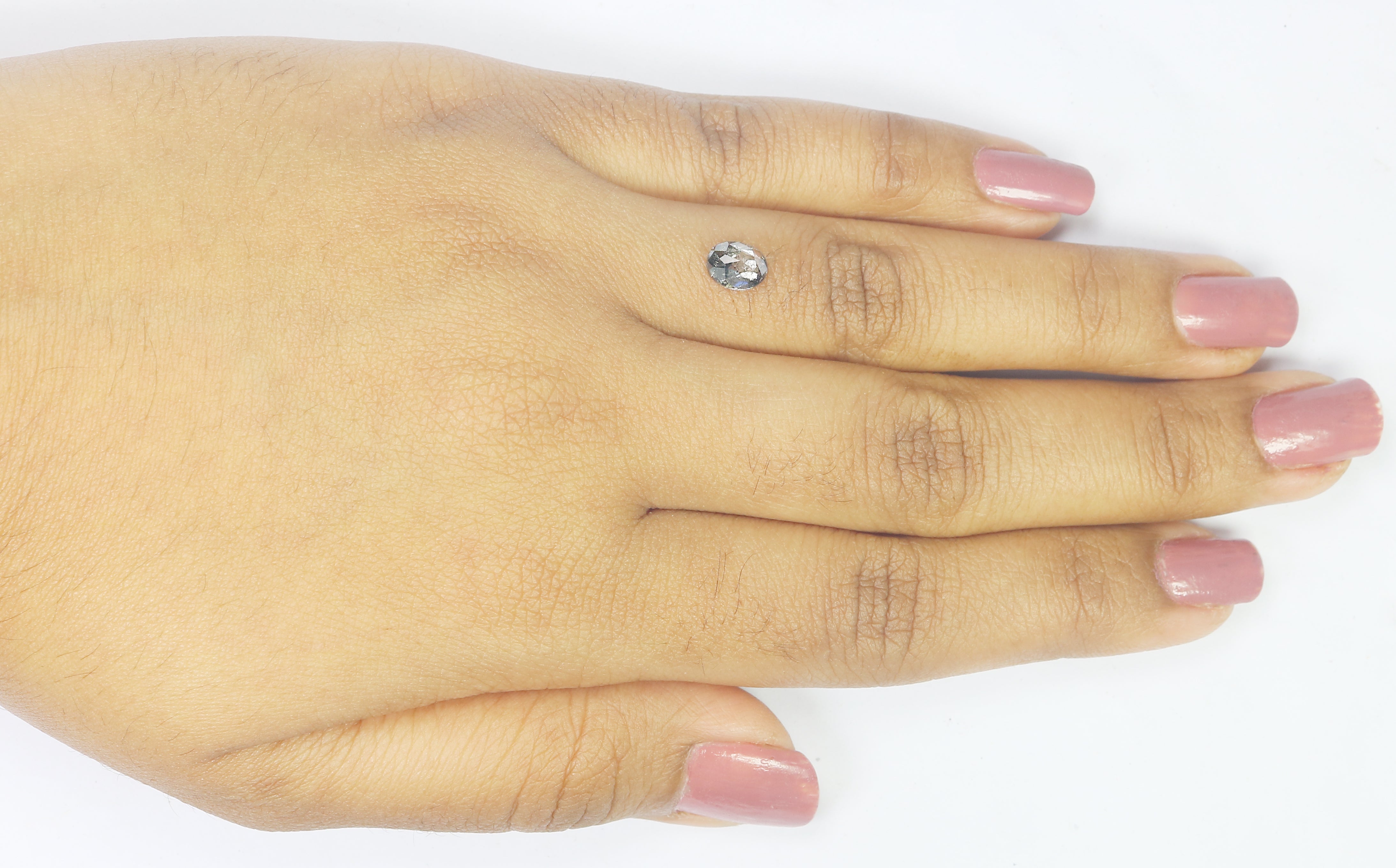 0.79 CT Natural Loose Oval Shape Diamond Salt And Pepper Oval Rose Cut Diamond 6.35 MM Black Grey Color Oval Shape Rose Cut Diamond QL1476