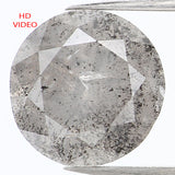 1.96 Ct Natural Loose Diamond, Round Brilliant Cut, Salt Pepper Diamond, Black Diamond, Gray Diamond, Rustic Diamond, Round Cut Diamond KDL891