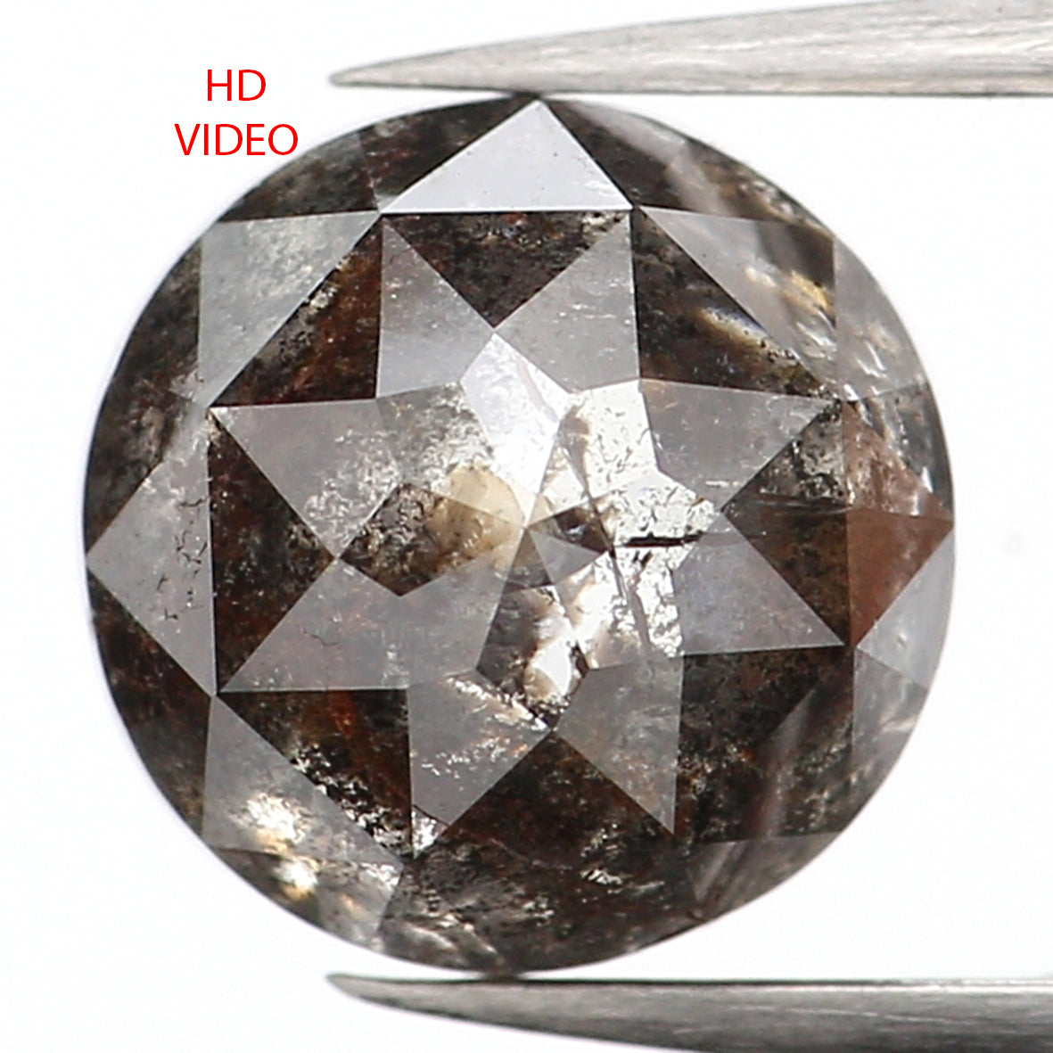 2.00 Ct Natural Loose Round Rose Cut Diamond Black Grey Color Rose Cut Diamond 7.20 MM Natural Loose Salt And Pepper Rose Cut Diamond QL674