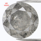 1.83 Ct Natural Loose Diamond, Round Brilliant Cut, Salt Pepper Diamond, Black Diamond, Gray Diamond, Rustic Diamond, Round Cut Diamond KDL903