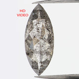 0.73 Ct Natural Loose Diamond, Marquise Diamond, Salt And Pepper, Black Diamond, Gray Diamond, Polished Diamond, Rose Cut Diamond, KDL780