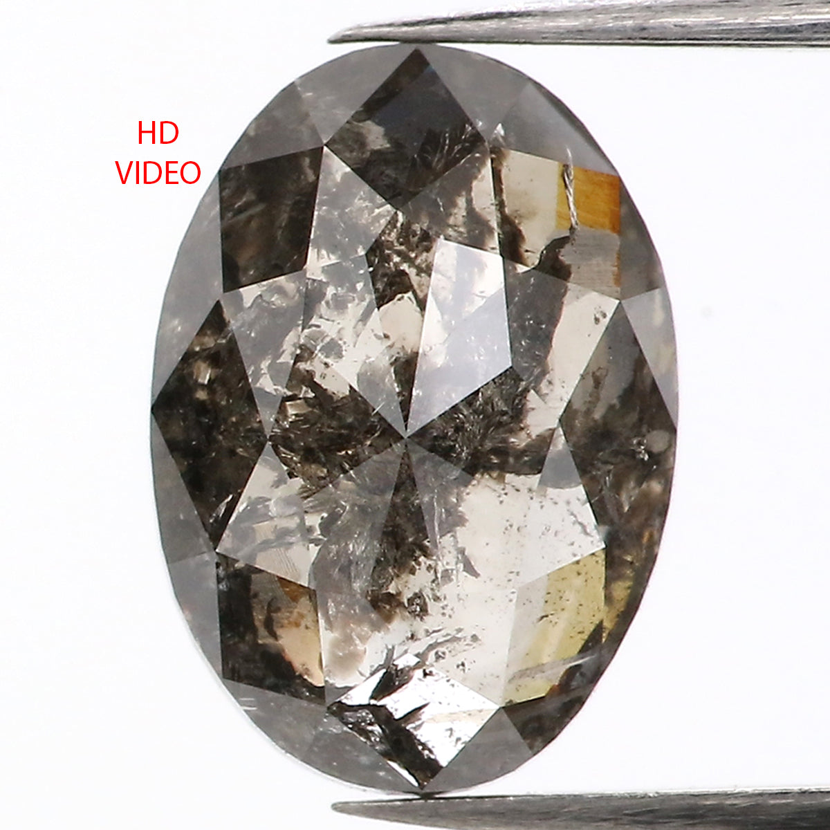 2.65 Ct Natural Loose Oval Shape Diamond Salt And Pepper Oval Diamond 10.30 MM Natural Diamond Black Grey Color Oval Rose Cut Diamond QL885