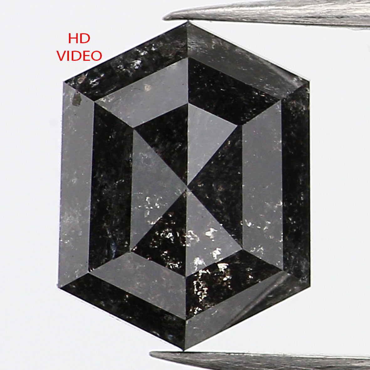 1.55 CT Natural Loose Hexagon Shape Diamond Salt And Pepper Hexagon Diamond 8.00 MM Black Grey Color Hexagon Shape Rose Cut Diamond QL734