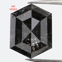 1.55 CT Hexagon Cut Diamond, Salt and Pepper Diamond, Natural Loose Diamond, Black Diamond, Grey Diamond, Rustic  Rose Cut Diamond, KDL734
