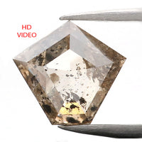 1.12 CT Natural Loose Diamond, Pentagon Cut Diamond, Salt And Pepper Diamond, Black Gray Diamond, Pentagon Shape, Rose Cut Diamond KDL9089