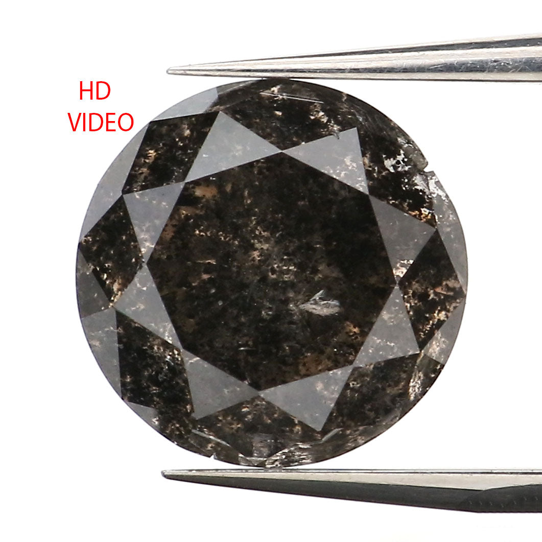 2.05 CT Natural Loose Round Shape Diamond Black Grey Color Round Cut Diamond 7.85 MM Salt And Pepper Round Brilliant Cut Diamond QL9209