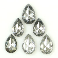 Natural Loose Pear Salt And Pepper Diamond Black Grey Color 0.83 CT 3.90 MM Pear Shape Rose Cut Diamond L1251
