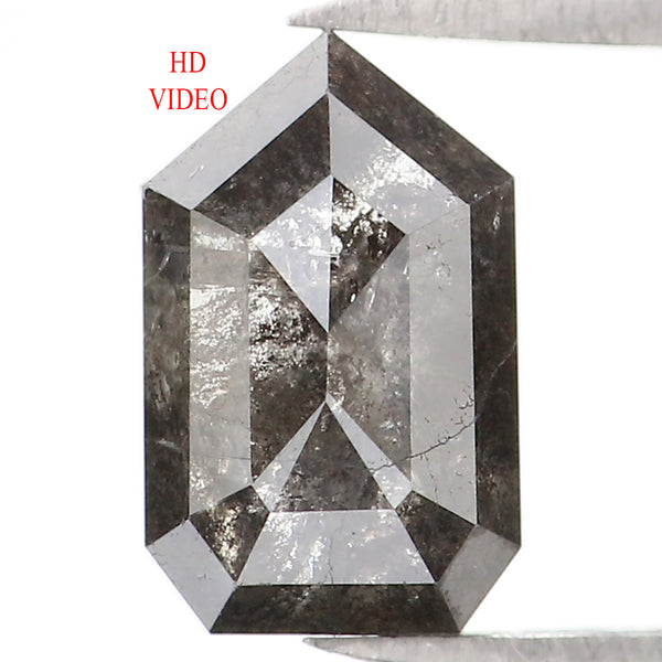 Natural Loose Shield Salt And Pepper Diamond Black Grey Color 1.56 CT 8.35 MM Shield Shape Rose Cut Diamond L1414